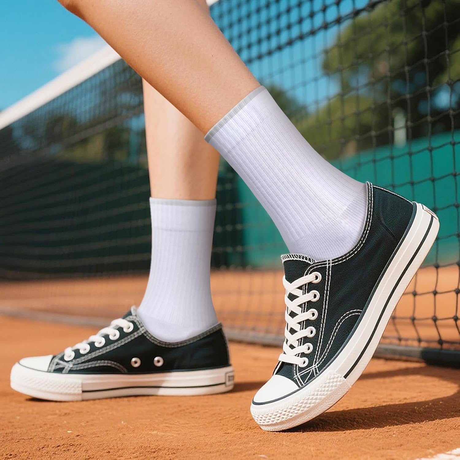 YUEDGE Womens Socks Moisture Wicking Cotton Cushioned Crew Socks For Women, Performance Gym Tennis Training Athletic Socks - Image 8