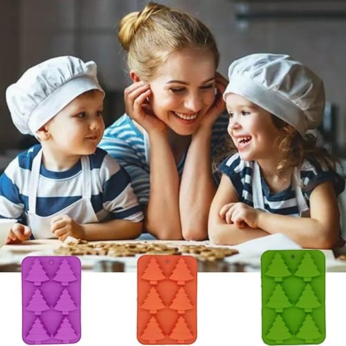 Miniatura 6 de Paquete de 3 moldes de silicona para árbol de Navidad, 6 bandejas para hornear dulces de vacaciones, dulces, gomitas, chocolates, gelatina, jabón,
