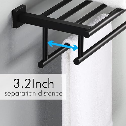 Miniatura 3 de KES Toallero de baño con doble toallero, soporte de pared de 16 pulgadas, acabado cepillado de acero inoxidable SUS304, A2112S40-2