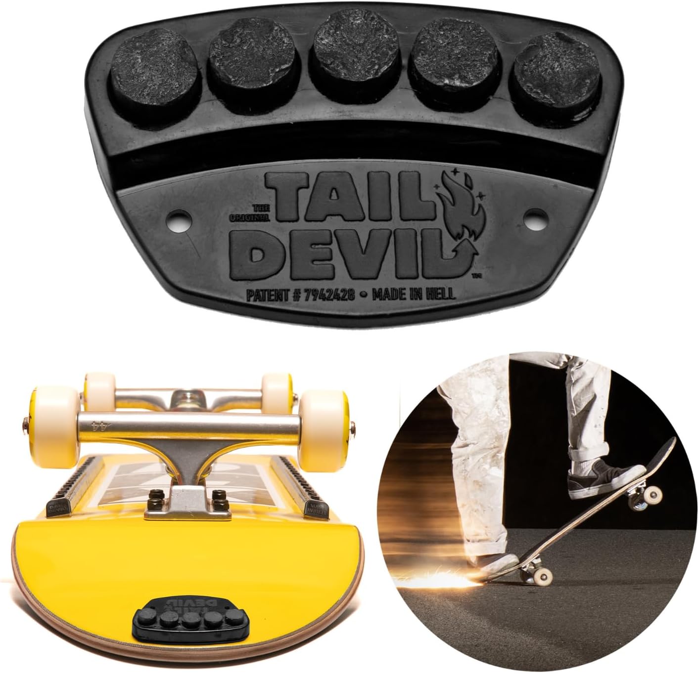 Tail Devil Skateboard Spark Plate - Sparks for Your Skateboard, Ultimate Skateboarder's Accessory, A Tail Plate Attachment for Cool Sparking Effect