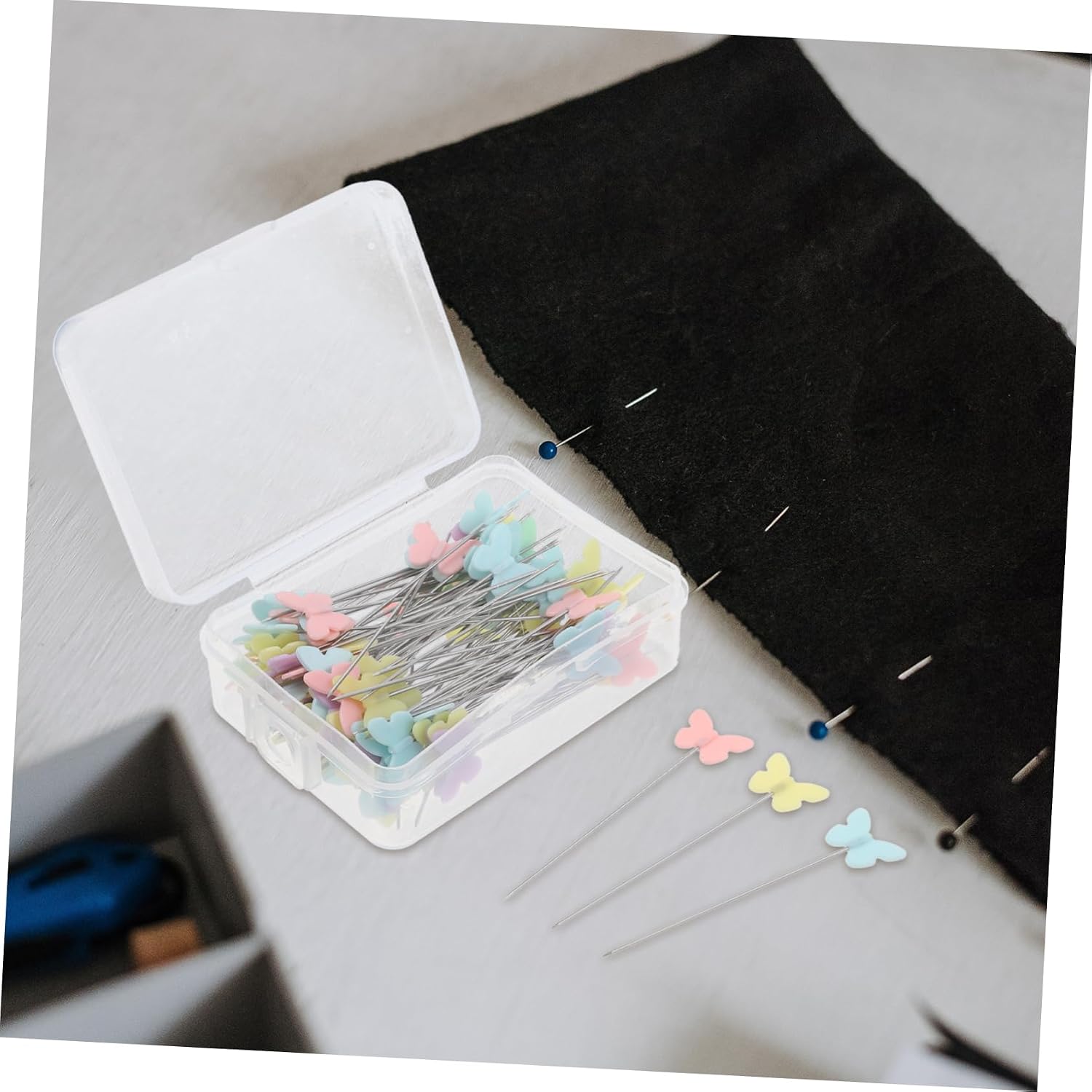 DOITOOL 100pcs Butterfly Head Straight Pins for Sewing Crafts Durable Positioning Pins for Quilting DIY Projects and Wedding Decorations Mixed Colors