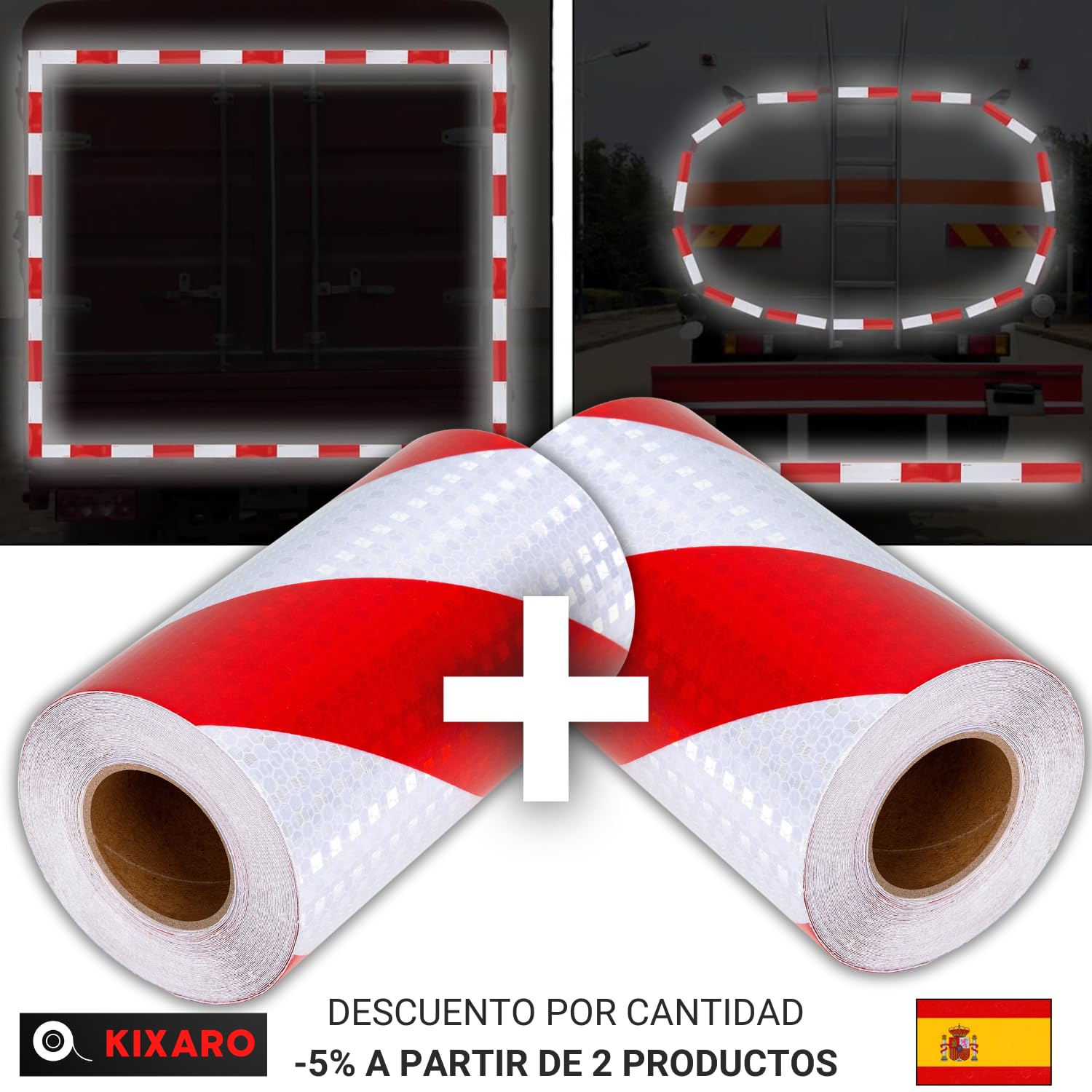 Cinta Adhesiva Reflectante Blanca Rojo Cinta Señalizacion para Remolque Coche Policial Noche Running Cinta Seguridad Adhesiva Cinta Reflectante Adhesiva Alta Visibilidad Blanca y Roja Rollo 10mx15cm