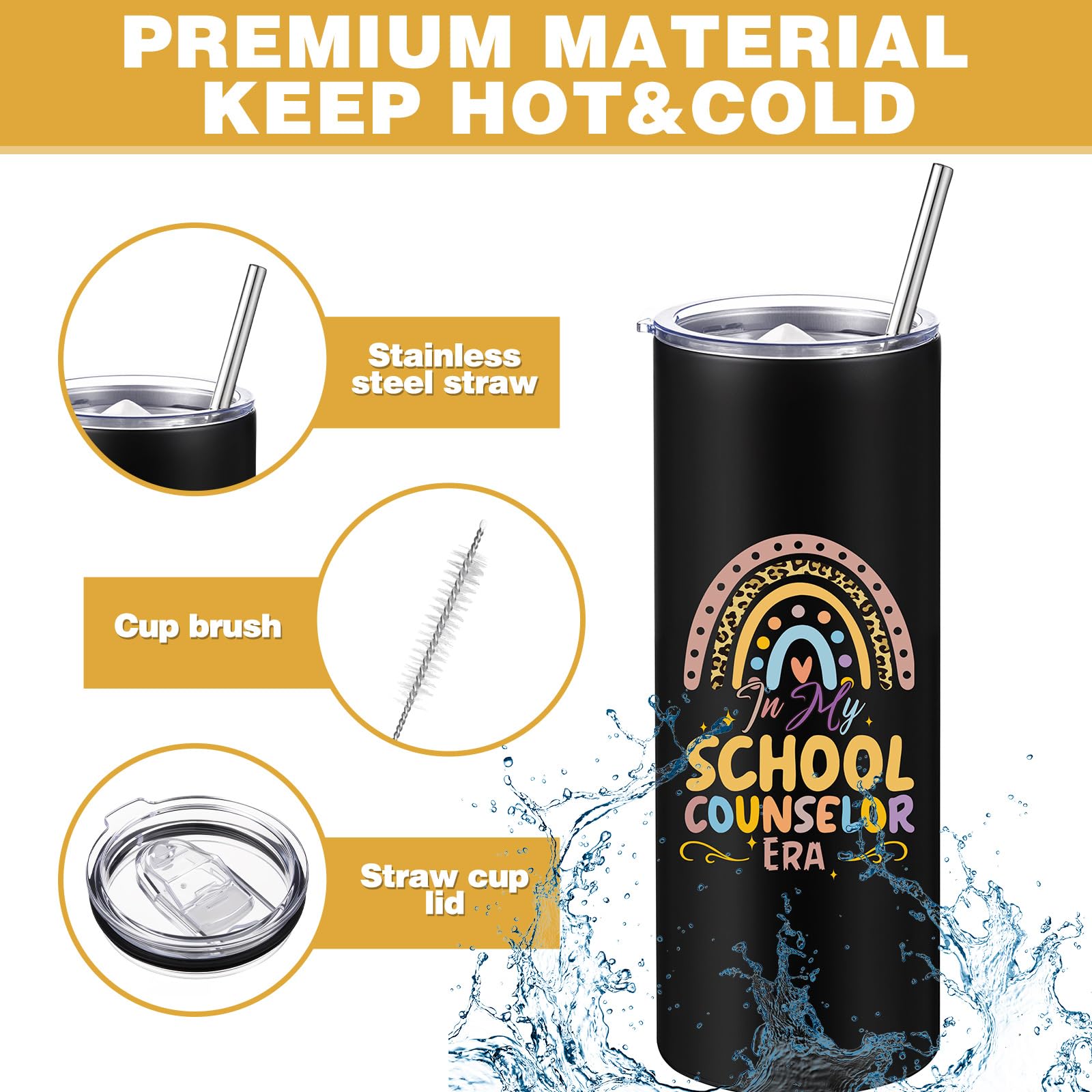Patelai 5 regalos de agradecimiento para consejeros escolares, incluyen vaso de acero inoxidable de 16 onzas, cuaderno, bolígrafo, decoración de escritorio, caja de regalo para consejero escolar