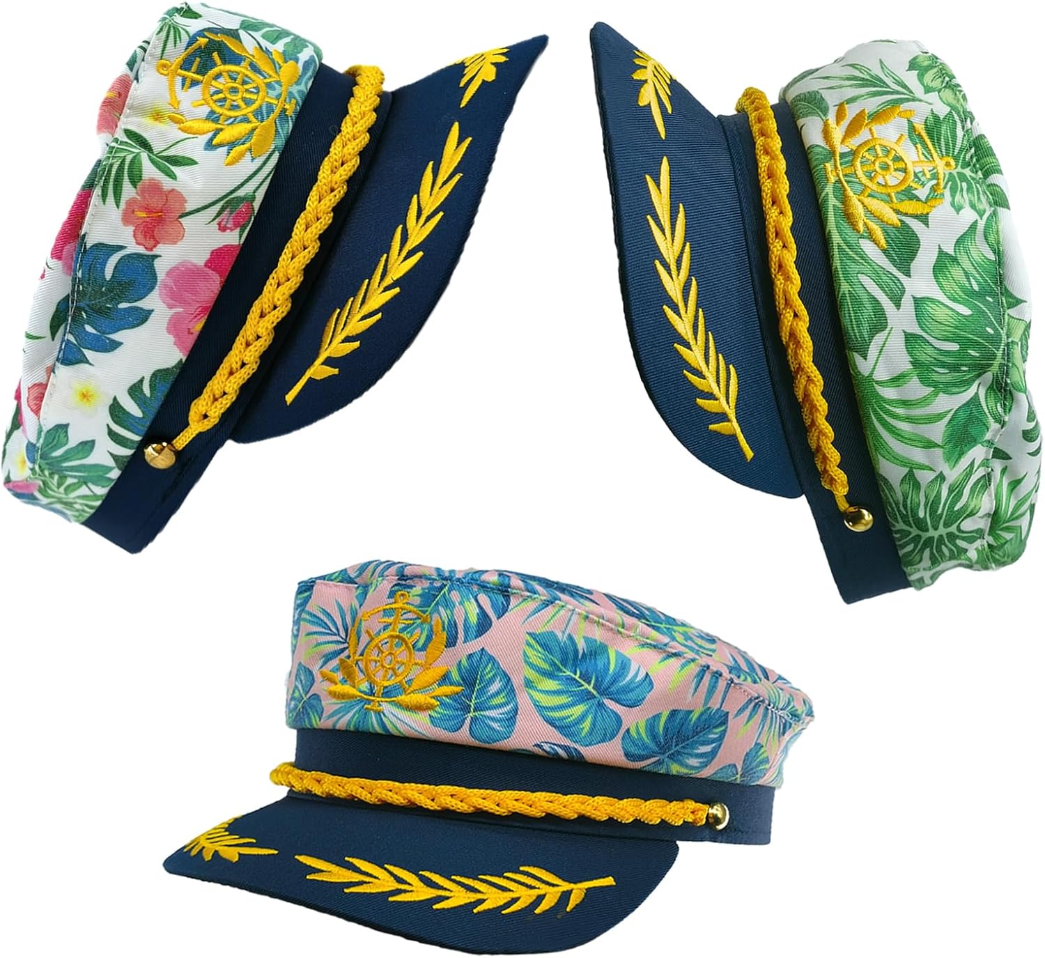 3Pcs Embroidered Captain Hats Adult Yacht Sailor Hats Nautical Party Dress Up Hat for Men Women Navy Costume Accessory - Image 5
