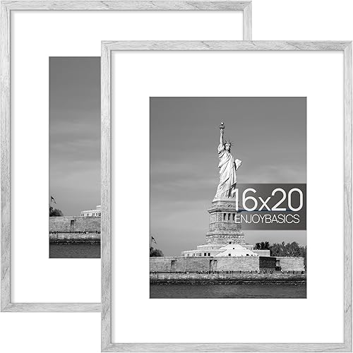 ENJOYBASICS Portarretratos de 16 x 20 pulgadas, póster de 11 x 14 pulgadas con paspartú o de 16 x 20 pulgadas sin paspartú, marcos de fotos para