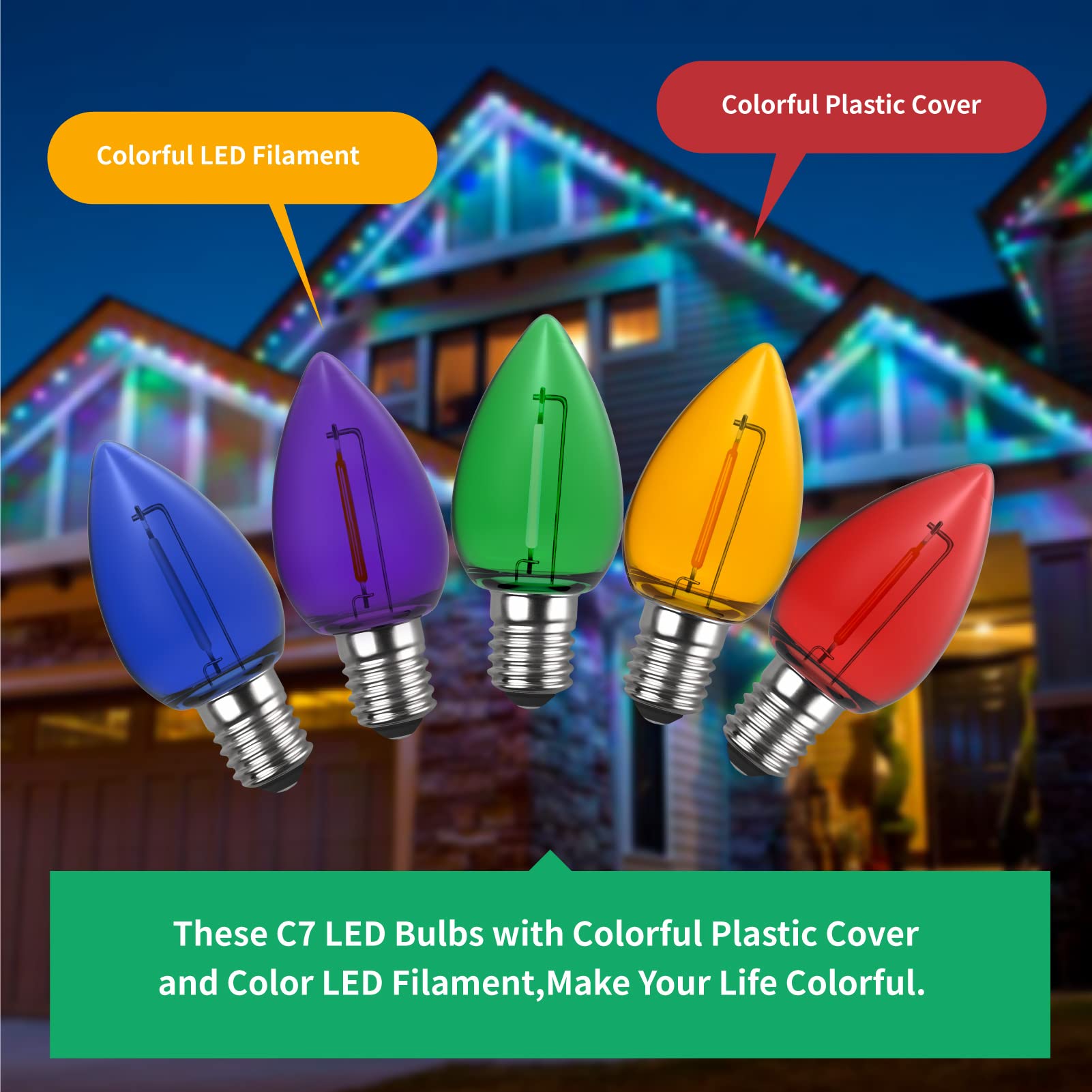 Snapklik.com : C7 Led Replacement Christmas Light Bulb, C7 Shatterproof ...