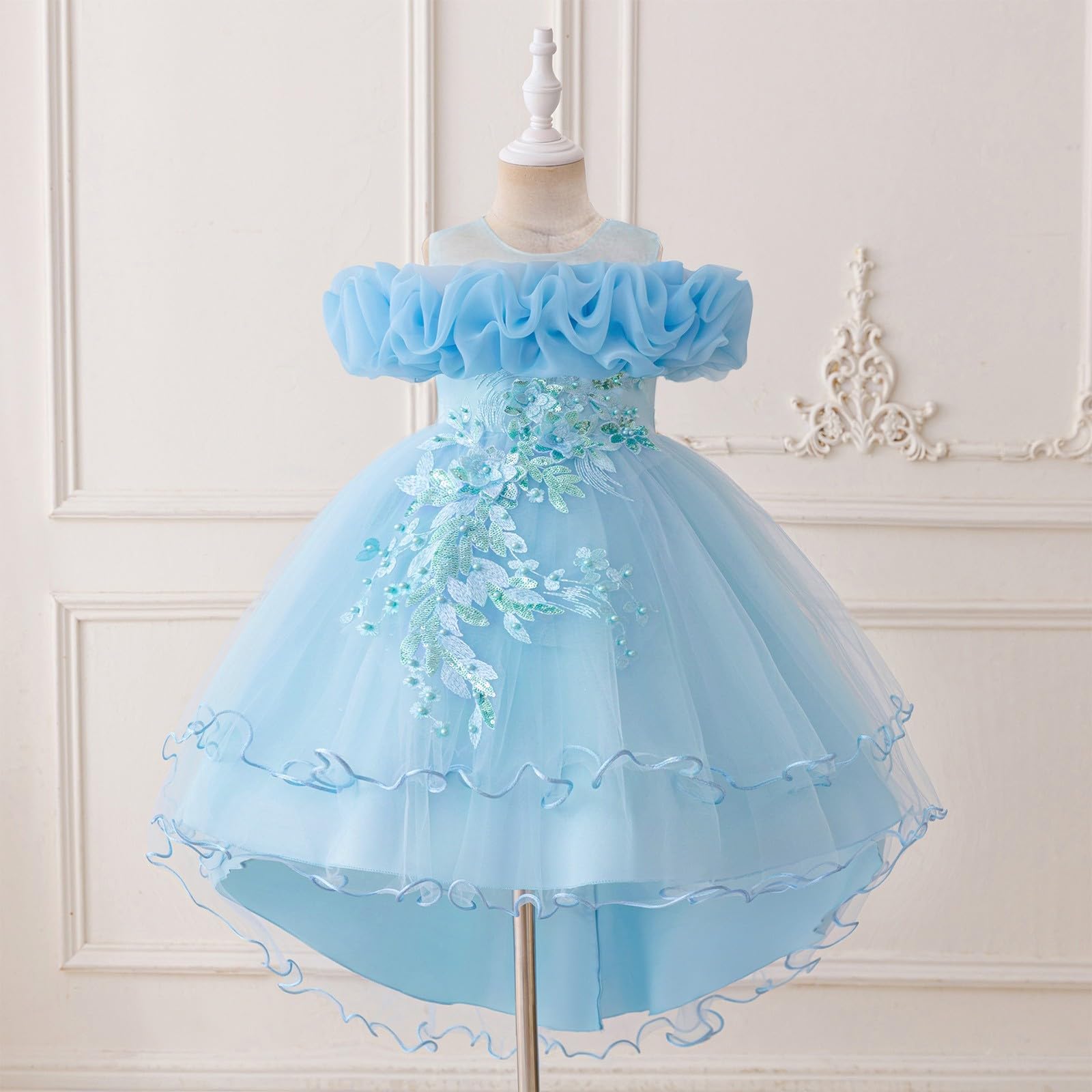 Vestido de princesa para niñas, de tul con lentejuelas, vestido de fiesta de cumpleaños, boda, dama de honor, vestido formal de noche