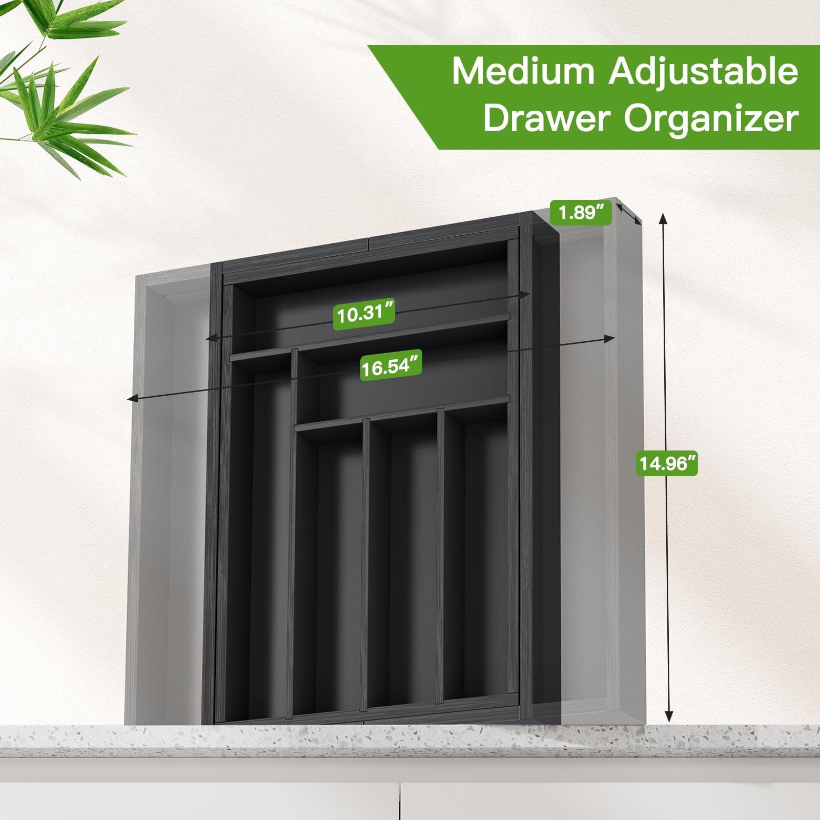 Pipishell Organizador Cajones Cocina, Cubertero Extensible y Ajustable para Cocina, Dormitorio y Sala de Estar - Bambú Sostenible