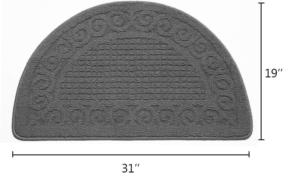 VANZAVANZU Kitchen Rugs, 31"x19" Kitchen Mats, Half Moon Round Kitchen Rugs Carpet, Specialized in Ultra Anti Skid Absorbent and Machine Washable for Kitchen Doorway Floors Accessories (Gray)