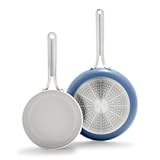 Nova 8” & 10” 2 Piece Frying Pan Skillet Set&comma; Oprah’s Favorite Things 2024&comma; Induction Suitable PFAS-Free Nontoxic Ceramic Nonstick&comma; Dishwasher & Oven Safe&comma; Quick Even Heating&comma; Ocean Blue
