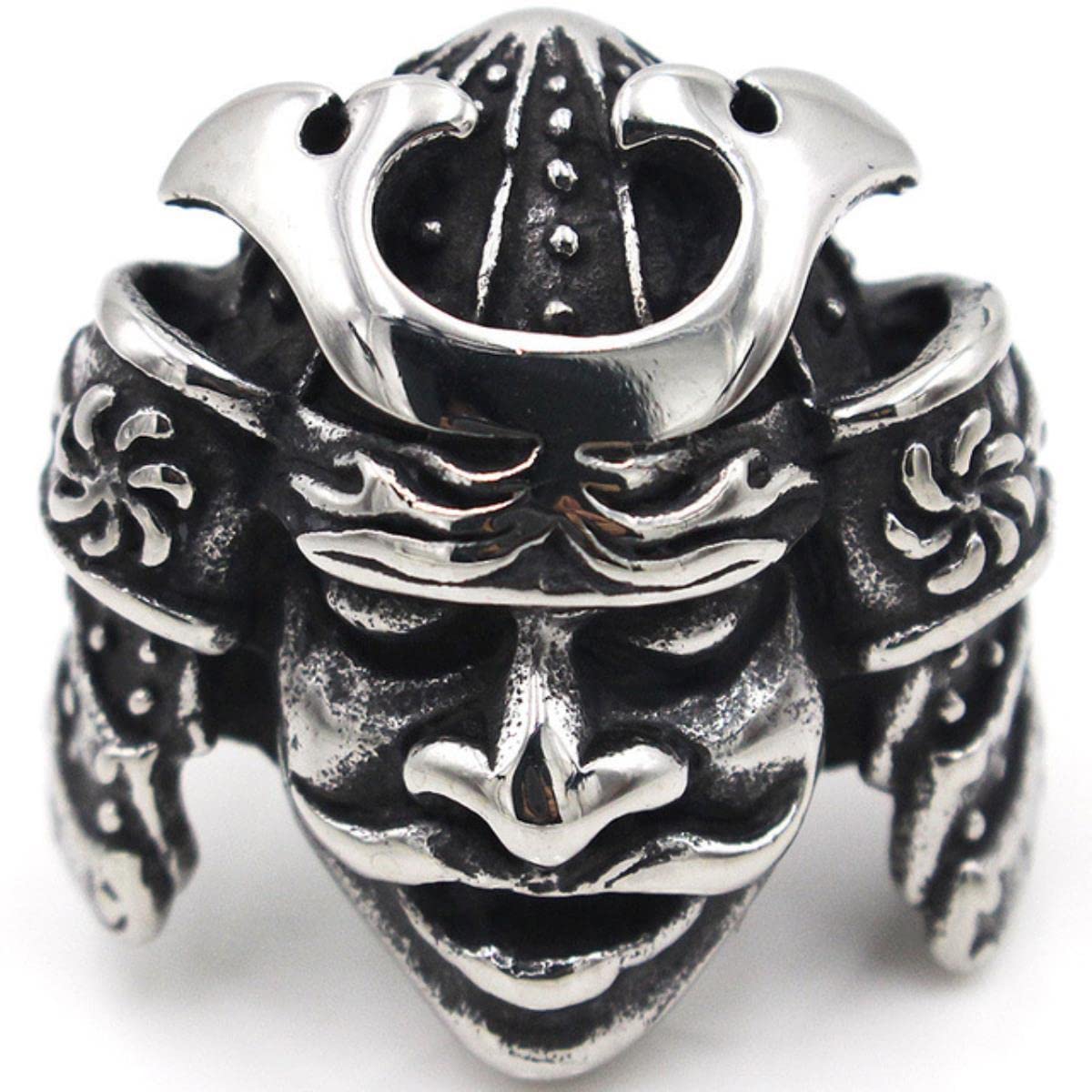 YAHOYA Luxury Brand Men Rings Stainless Steel Men Jewelry Rings Japanese Bushido Samurai Helmet Warrior Punk Rings For Women