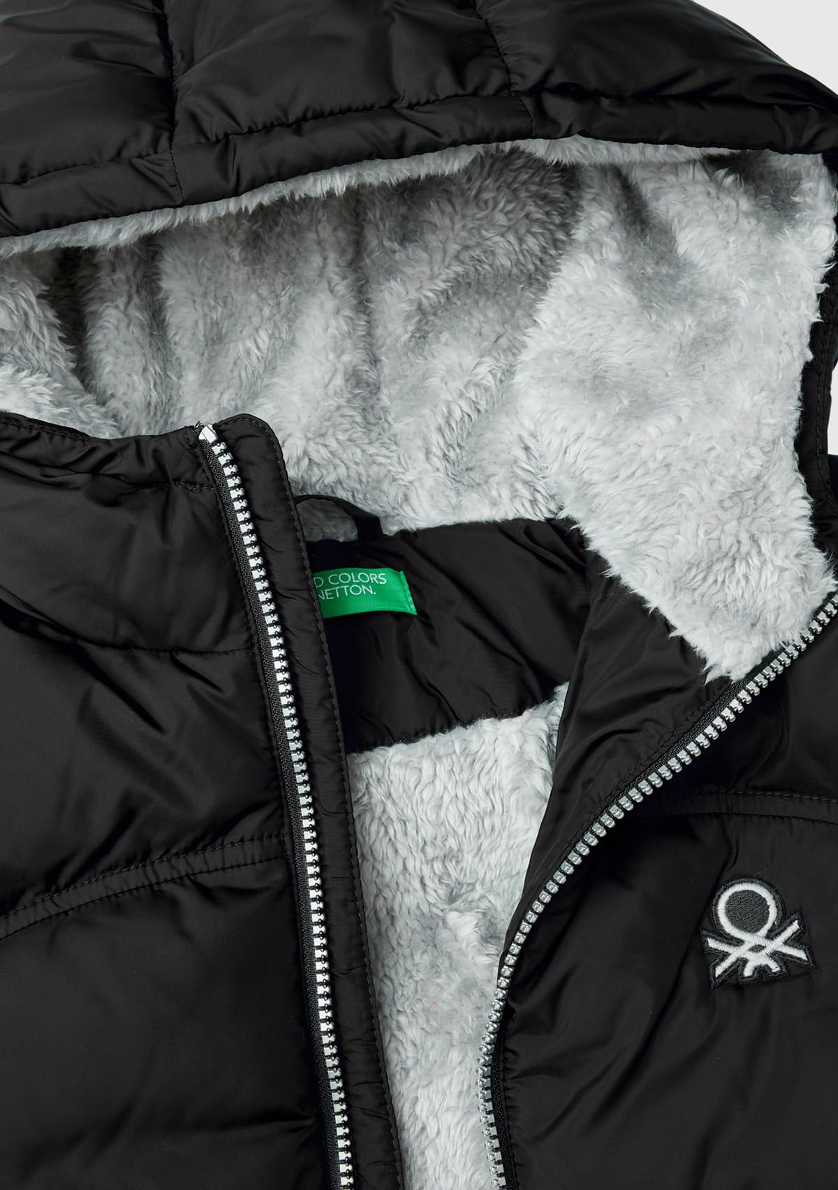 United Colors of Benetton Giubbotto 2wu0cn05i Chaqueta, Negro, 160 cm para Niños