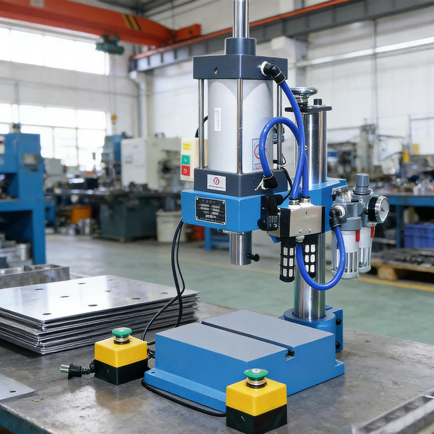 CelyToe Desktop Pneumatic Punch Press Pneumatic Stamping Machine Mini Pneumatic Press with 4 Versions to Choose for Industrial Plastic Molding Electronic Components Riveting & Bearing Press-Fitting B