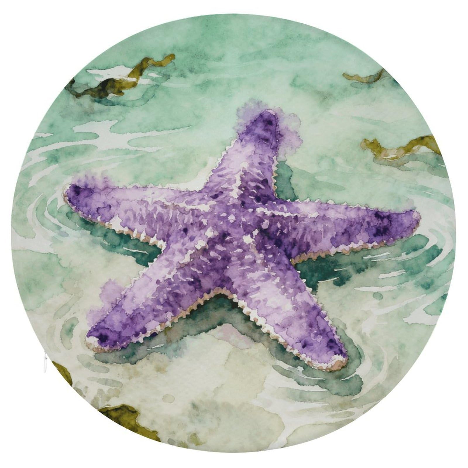 LZQPOEAS Starfish Round Chair Cushion 15 Inch, Detachable Memory Foam Seat Cushion,Circle Stool Cushion, Soft Round Chair Pad with Removable Cover