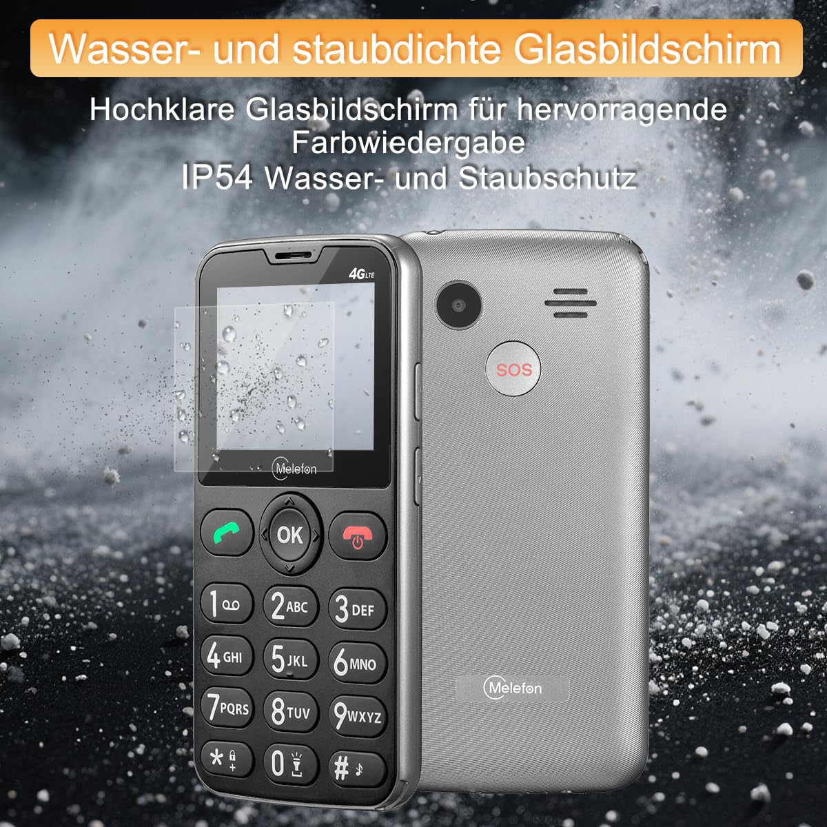 4G Seniorenhandy mit Großen Tasten, Mobiltelefon Ohne Vertrag, 2,2 Zoll Farbdisplay, 1400 mAh Akku Lange Standby-Zeit, USB-C, Ladestation, Rentner Senioren Handy Einfach mit SOS-Taste