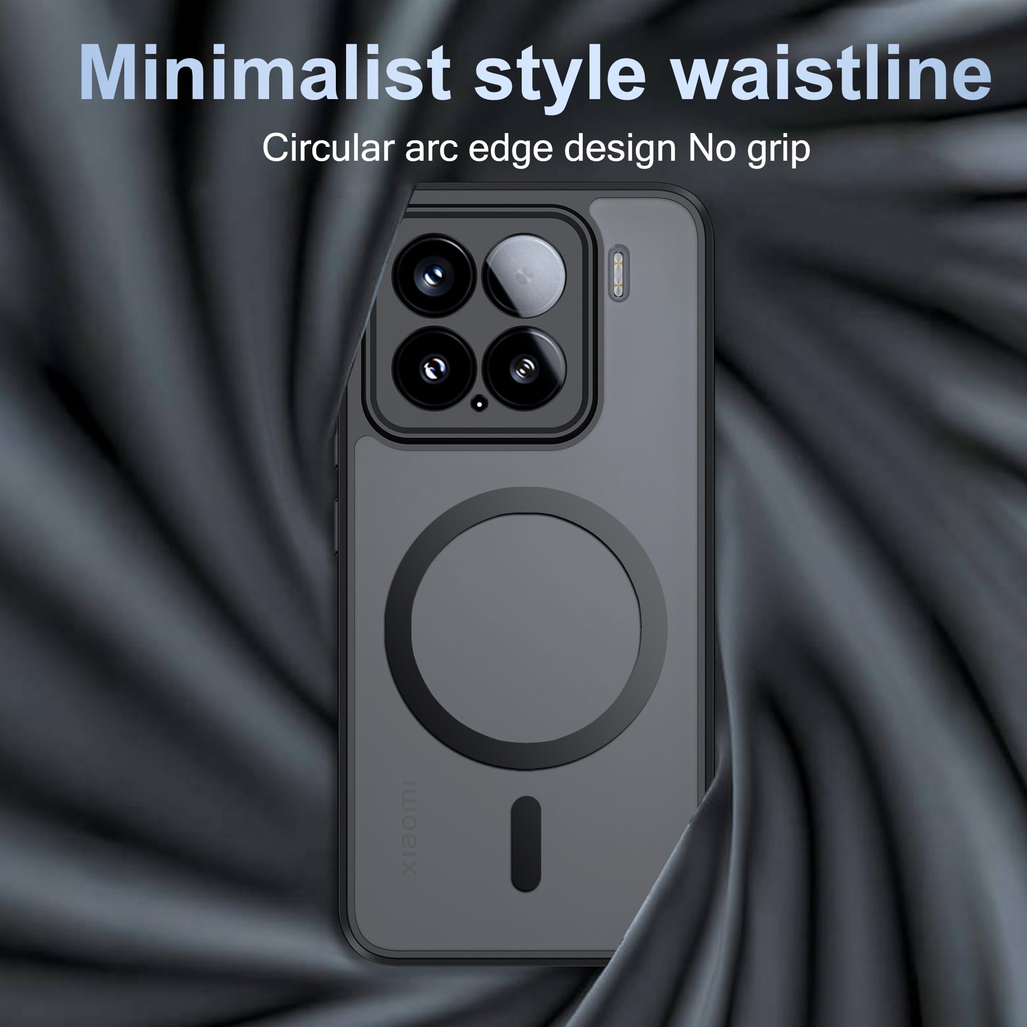 XTCASE Cover Magnetica per Xiaomi 15 [Compatibile con MagSafe], Custodia Traslucida Opaca Posteriore Resistente ai graffi TPU Bumper Antiurto Sottile Protettiva Case, Nero