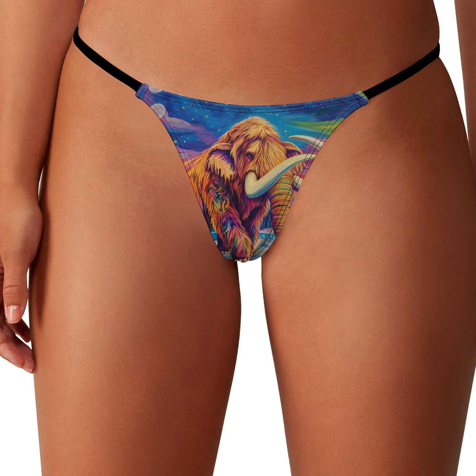 Oudrspo Woolly Mammoth on Ice Womens G-string Thongs Seamless Underwear No Show Panties