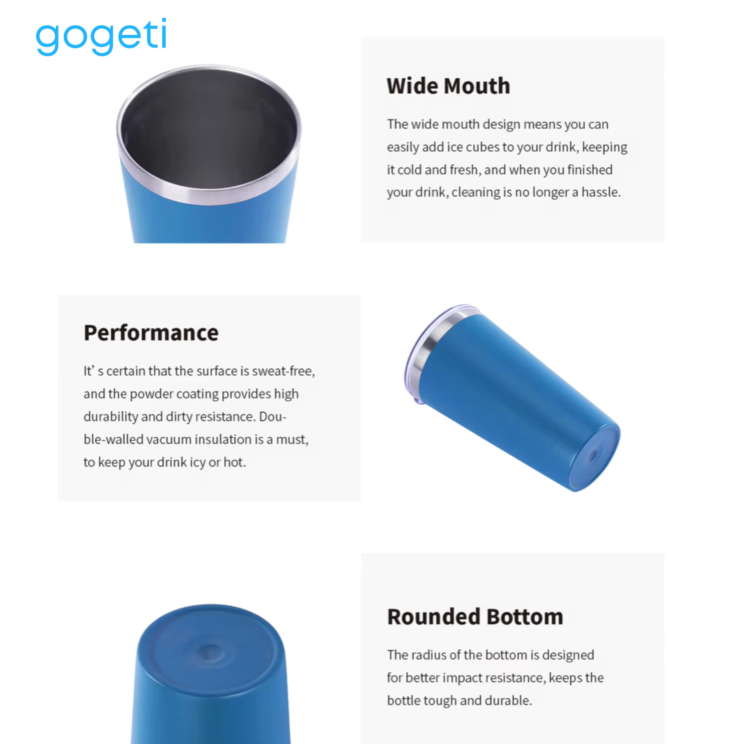 Juego de vasos aislados de acero inoxidable de 16 onzas, tazas de viaje para bebidas frías y calientes (coral, verde lima, azul océano, rosa intenso)