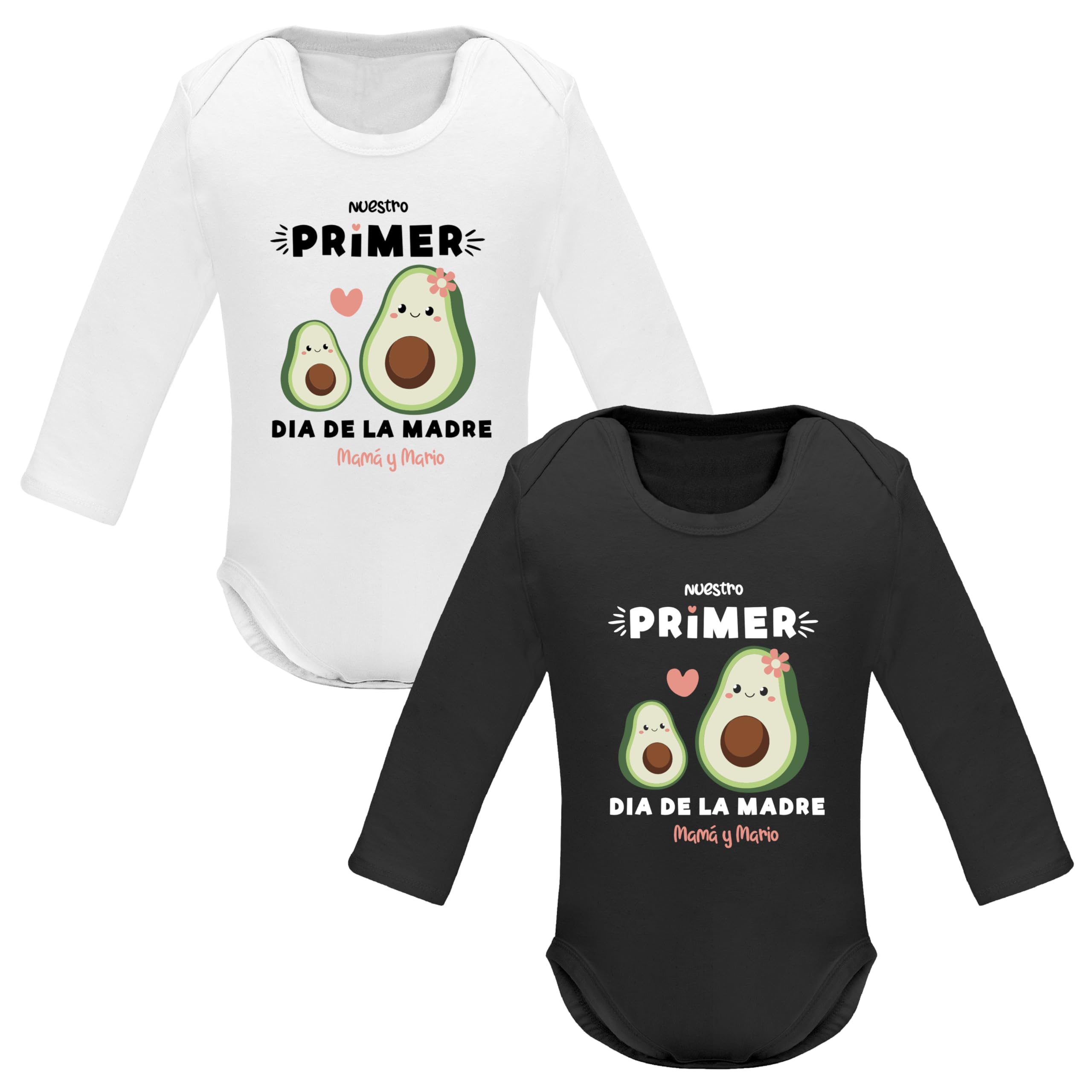 Evyre Regalo Dia de la Madre Camiseta Personalizada Mama e Hijo Body Bebe y Pack Divertida Regalo Original Conjunto Familia Aguacate Amor Mother Nombre Aguacate