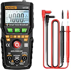 Multímetro Portátil M109, Ferramenta Elétrica Profissional Multiuso, Testador Automotivo Inteligente, Preto, Tamanho real