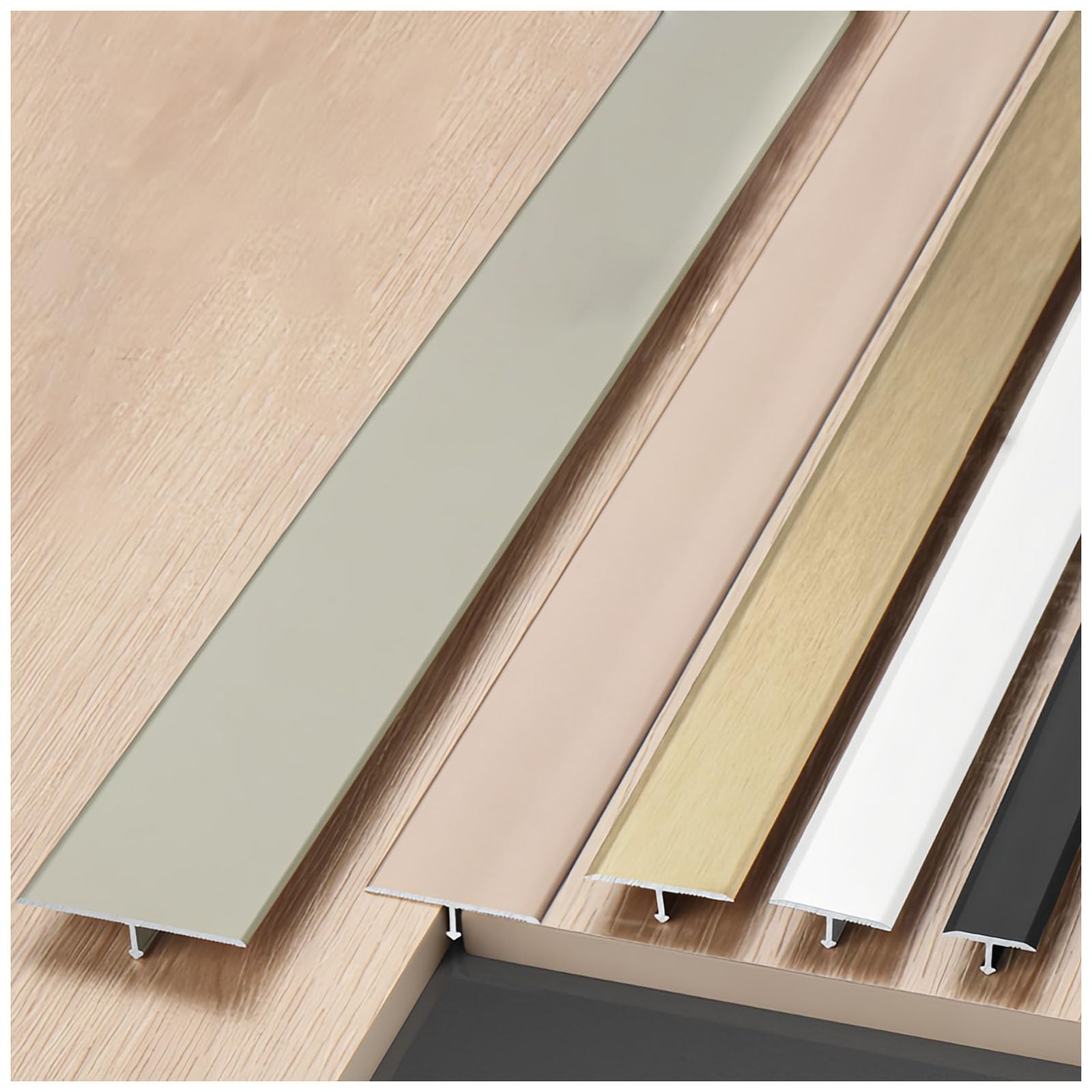 CMJYMX 3Pcs 90cm Floor Transition Strip Door Divider Strip Transition Bar Ideal For Seamless Carpet, Laminate & Tile Edges, T Molding Trim Flooring Cover Strips(Brushed bronze,2cm/0.78in)
