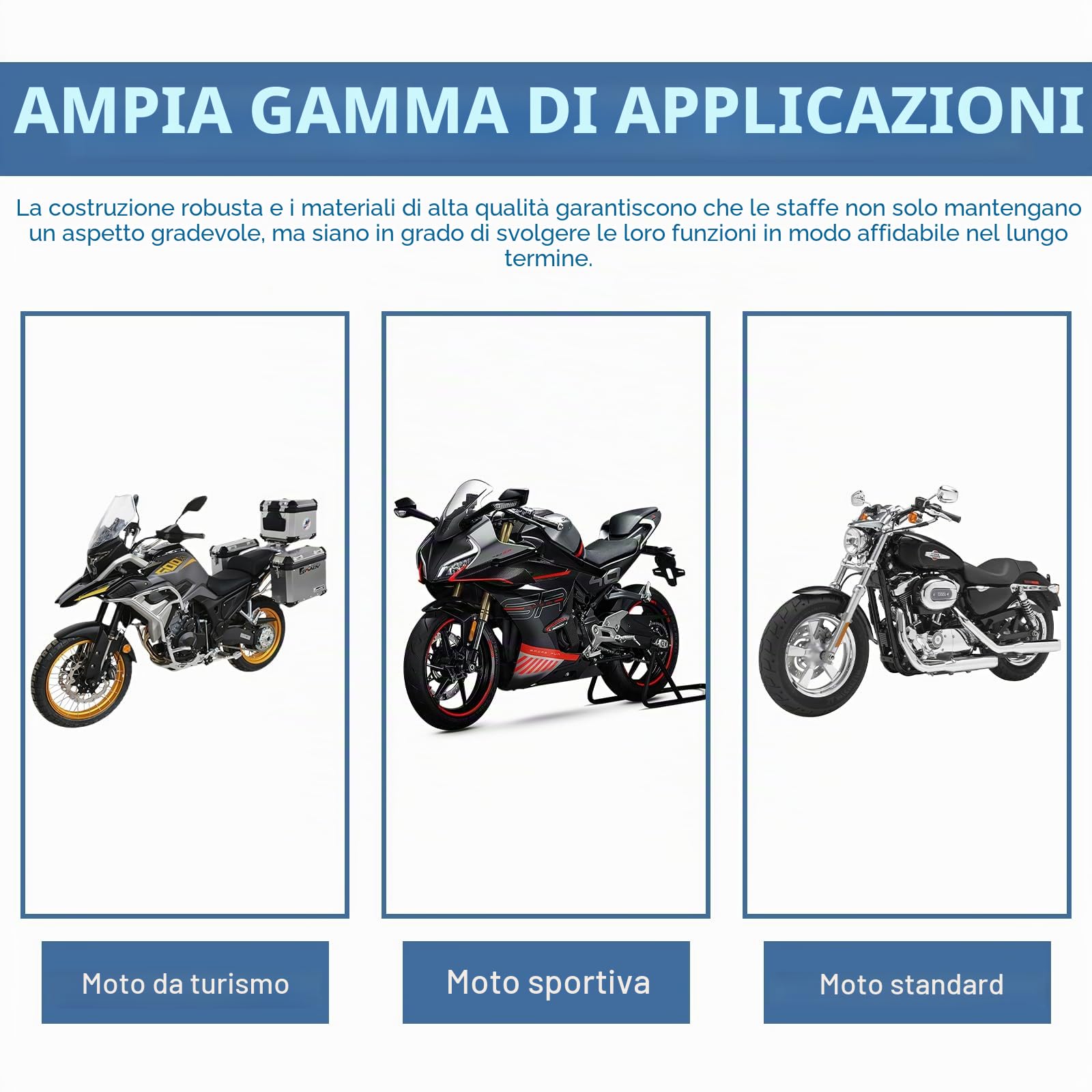 Porta targa moto: Porta targa universale regolabile, supporto per licenza con luce di riconoscimento per la maggior parte dei modelli di moto più diffusi