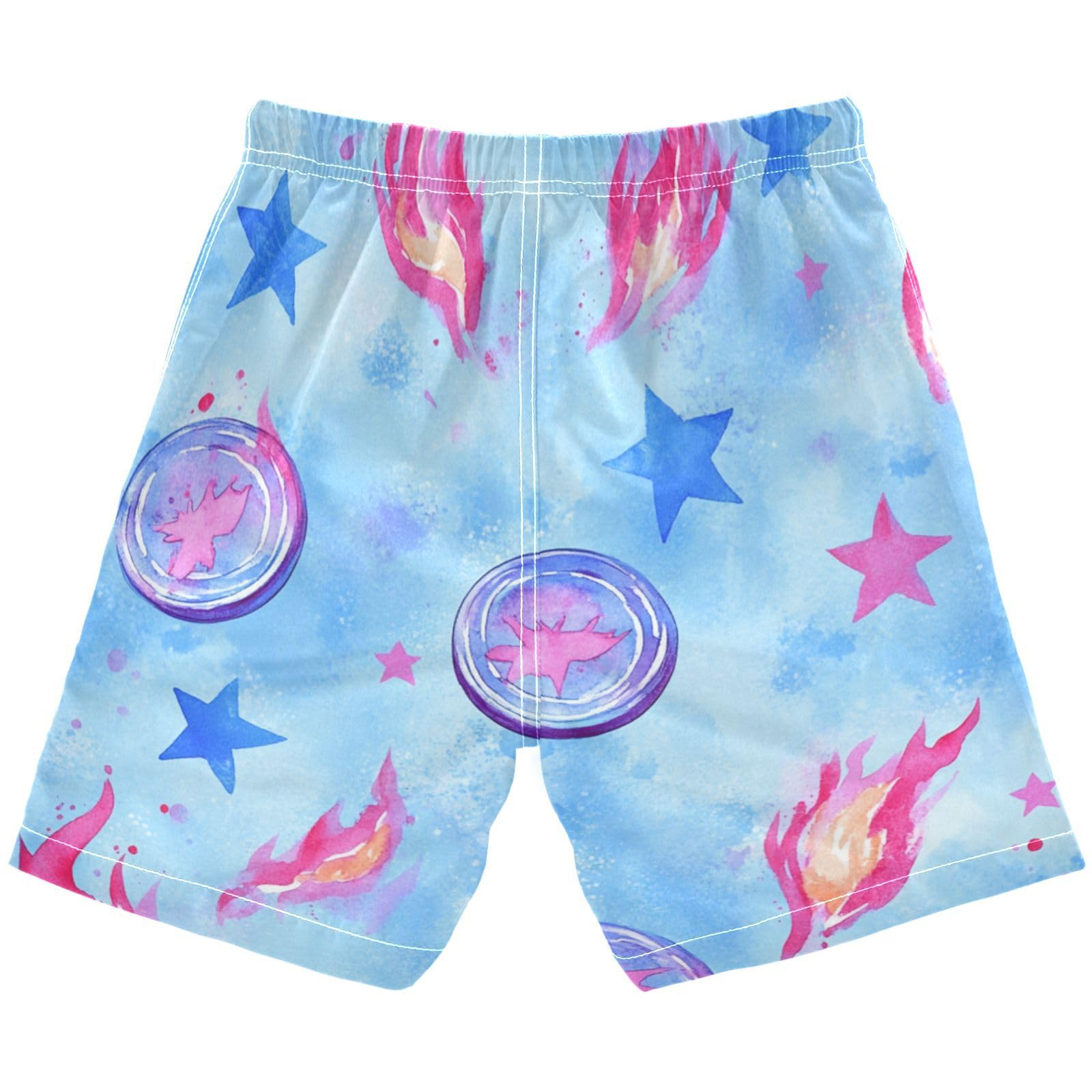 Jucciaco Boys Beach Board Shorts Blue Hockey Sport Star Swim Trunk Teen Swimwear