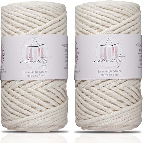 Makromecity, 2 madejas de cuerda de macramé de una sola hebra, de 0.118 in x 109 yardas, hilo torcido de 0.118 in, cuerda de macramé para plumas de disponible en Yaxa Venezuela