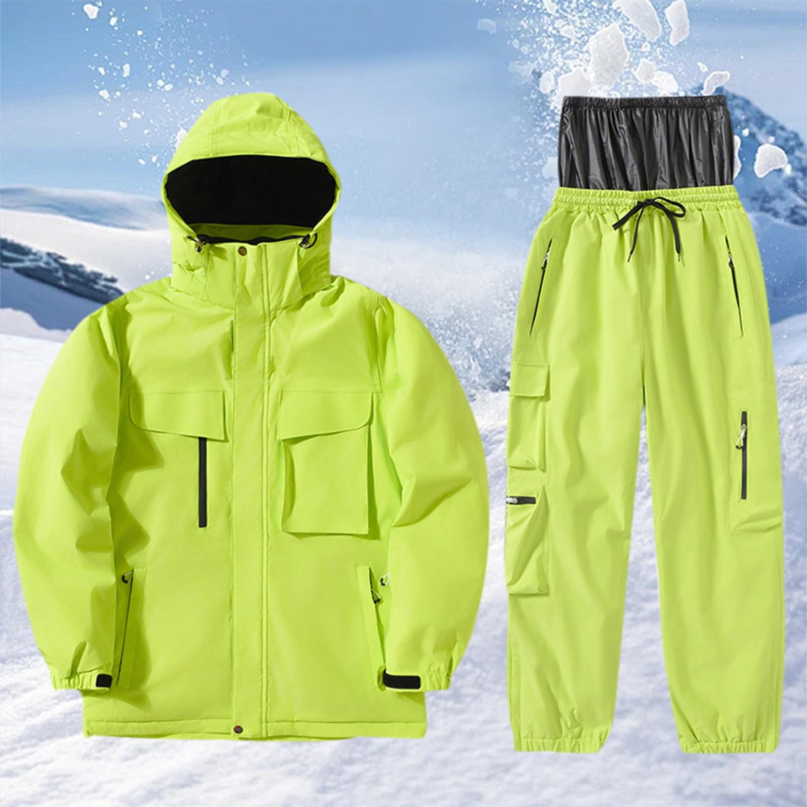 2025 Traje de nieve para hombre, conjunto de esquí impermeable, aislado a prueba de viento, chaqueta cálida de invierno + pantalón de nieve, equipo de senderismo, para snowboard, escalada