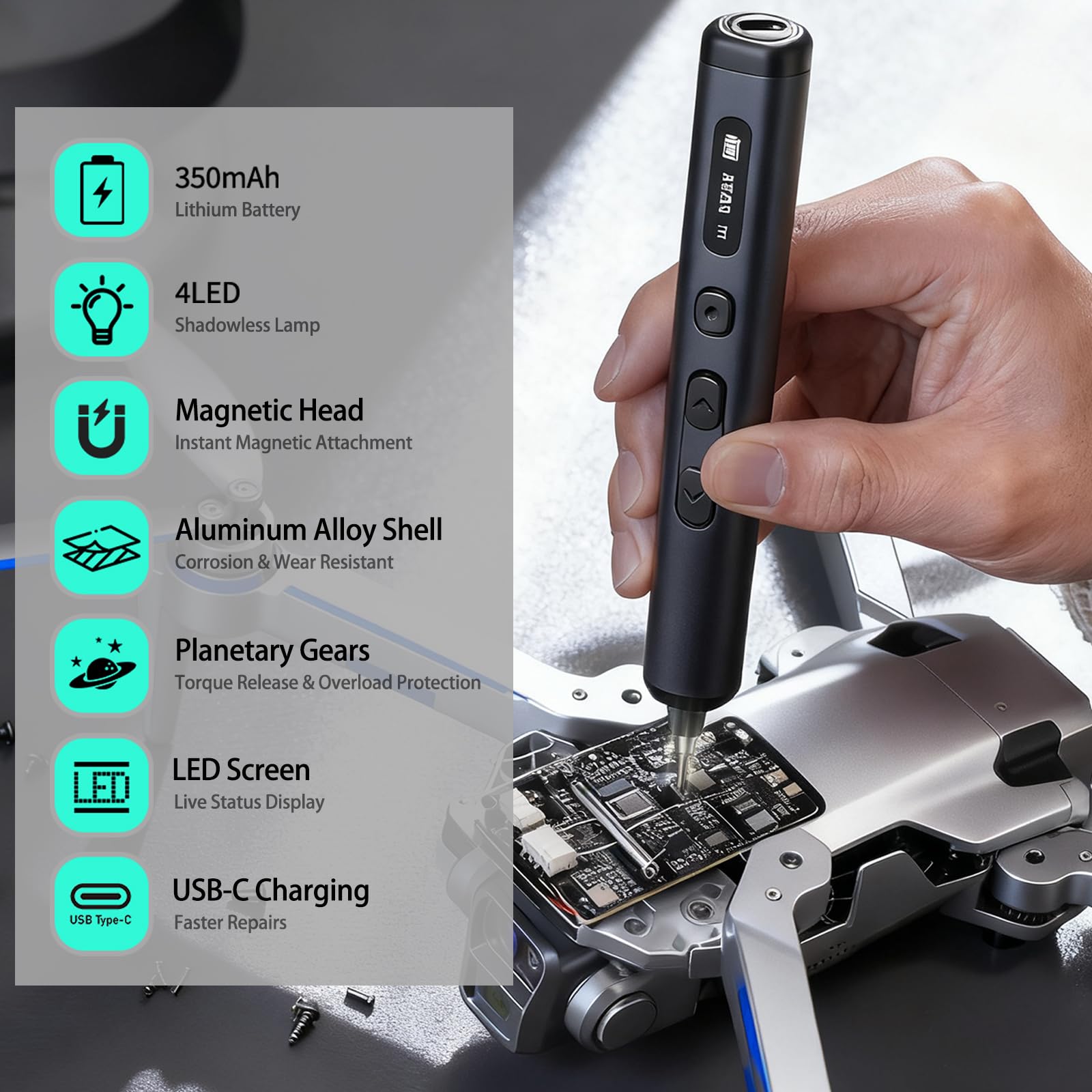Set di cacciaviti elettrici, 78 in 1, set di cacciaviti elettrici di precisione con 72 punte magnetiche, custodia magnetica, kit di strumenti di riparazione per computer, telefono, laptop ed