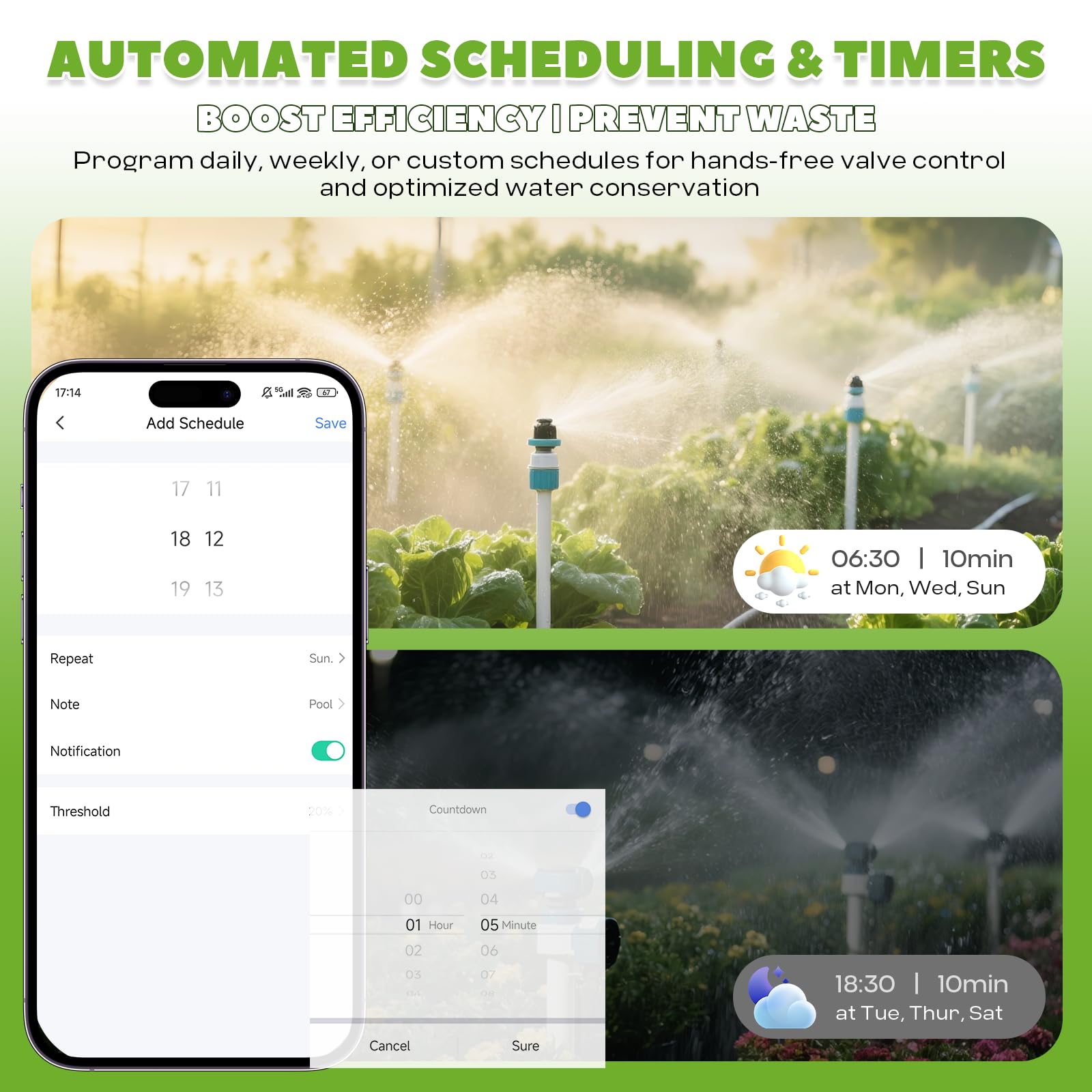 Válvula de bola motorizada inteligente con control remoto, apagado automático del agua, flujo ajustable del 0 al 100%, temporizador programable, monitoreo en tiempo real (acero inoxidable