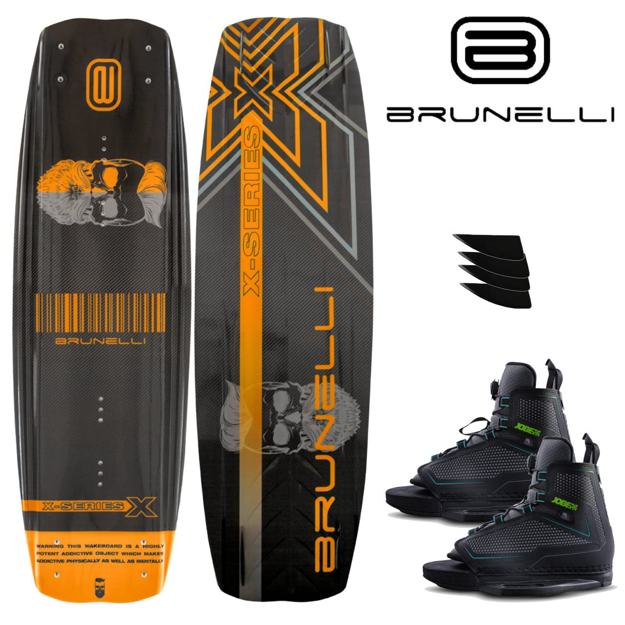 BRUNELLI Carbon Wakeboard Set 138 cm mit Jobe Maze Wakeboardbindung