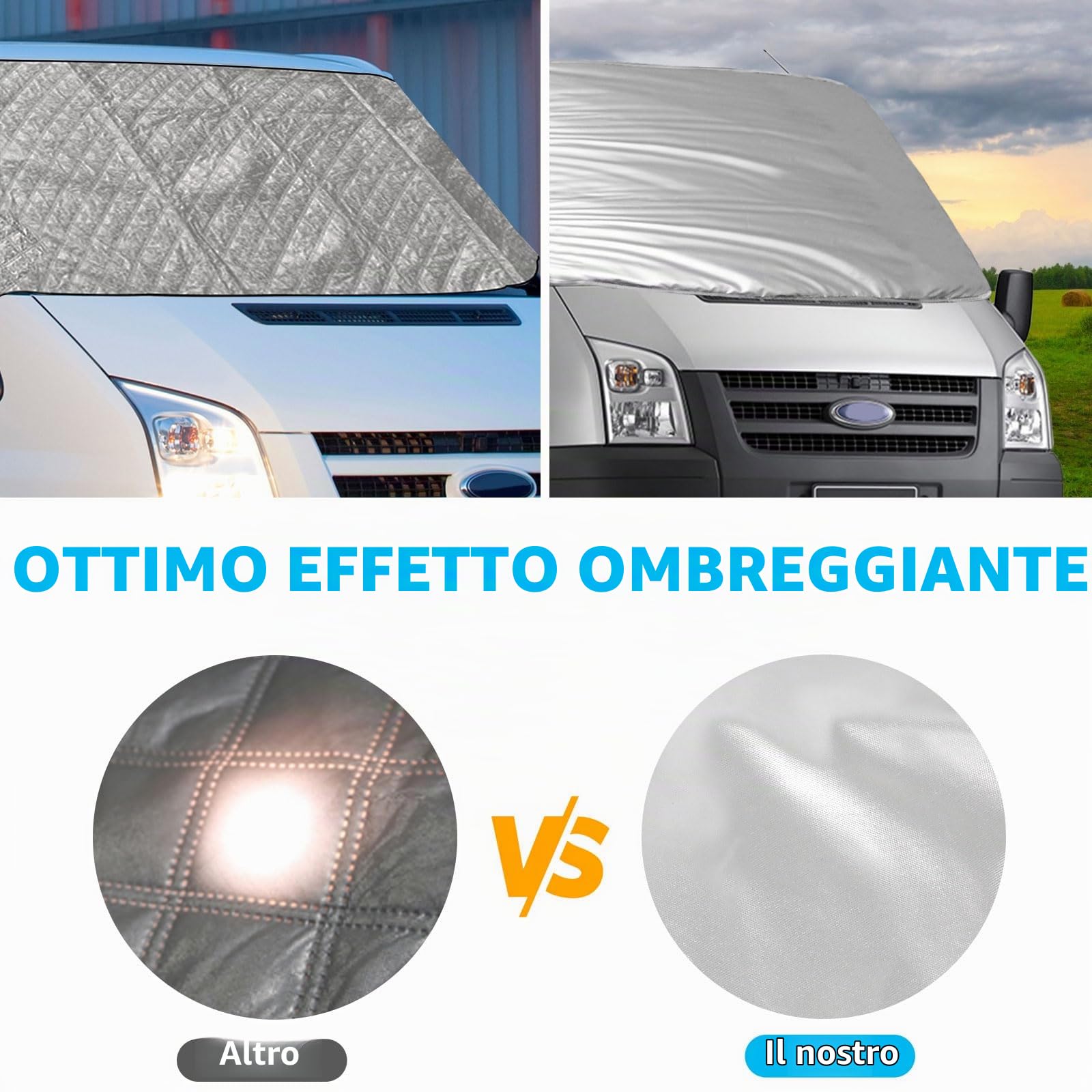 Copertura Avvolgente per Parabrezza Anteriore Sostituzione per Ford Transit Van MK7 2006-2013, Parasole per Finestra Anteriore per Tenda da Campeggio Resistente Alle Intemperie