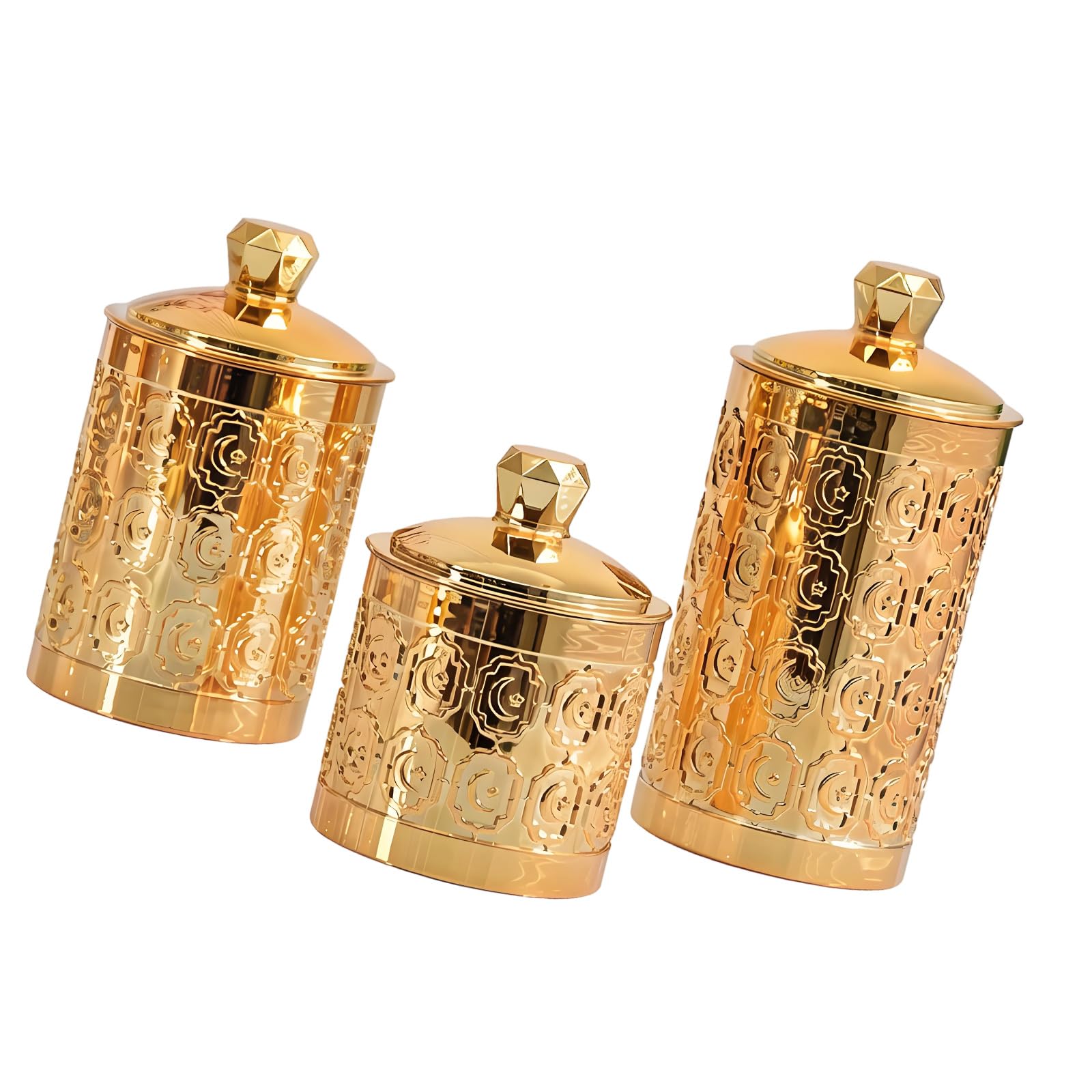 Xinsheinelry 3Pieces Golden Sealing Canisters Sealable Storage Containers Suitable for Food and Small Items Modern Design PET Food Jars