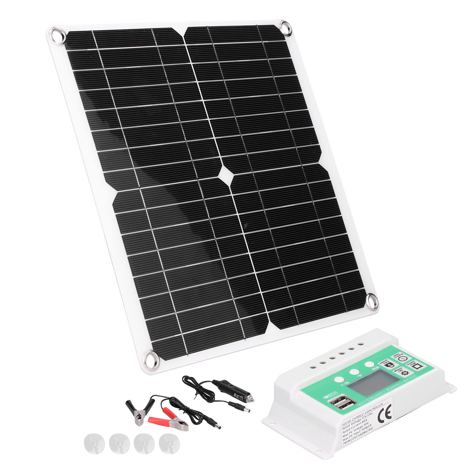 Pannello solare flessibile in silicio monocristallino da 40 W 18 V con regolatore di carica solare da 60 A e doppia porta USB.