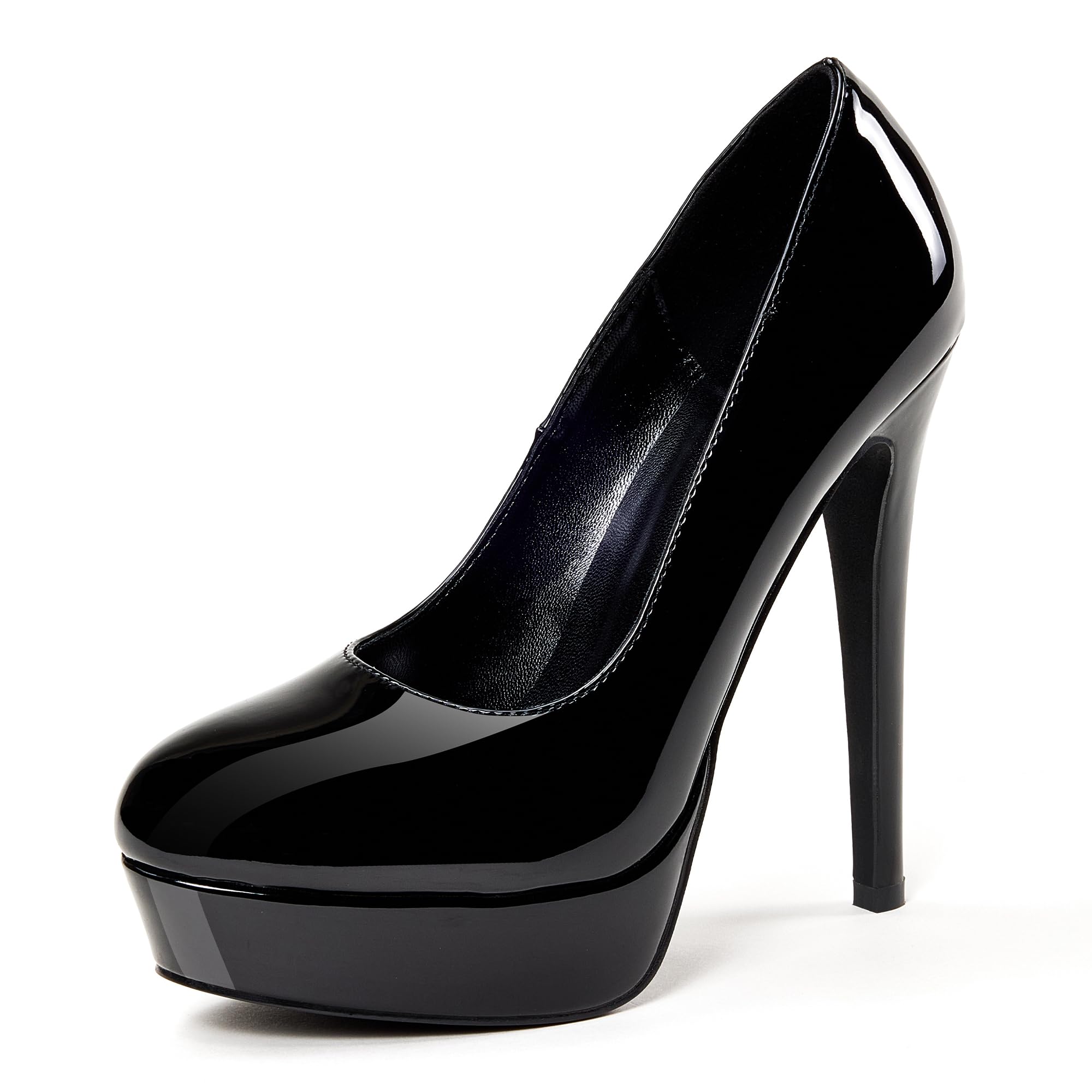 GENSHUO Plateau Pumps Damen Geschlossene 5.5 Zoll/14cm Stilettos High Heels Lack Plateau Prom Party Frauen High Heels Schuhe,Größe 36-42 EU