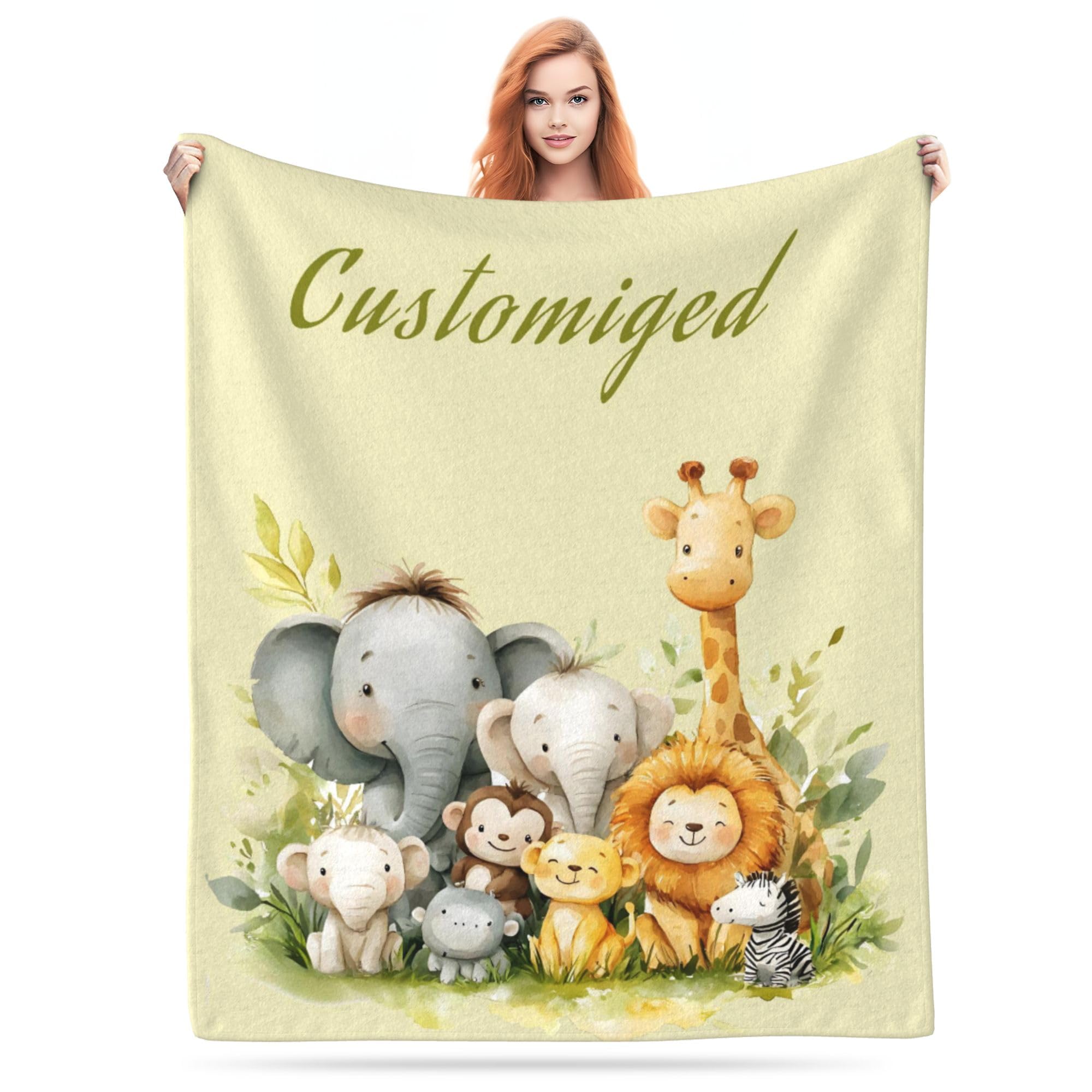 LMQJDZ Personalised Baby Blankets,Personalised Blanket for Kids Baby Adults Customised Name Blanket.Gifts for Baby Shower Birthday Easter Nursery Room Decor. — image 1