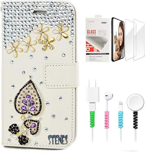 Miniatura 3 de STENES Bling Wallet Funda de lujo compatible con Samsung Galaxy Z Fold 5 5G  Elegante  3D hecha a mano Torre Eiffel Niñas Alto Tacón Flor Labios