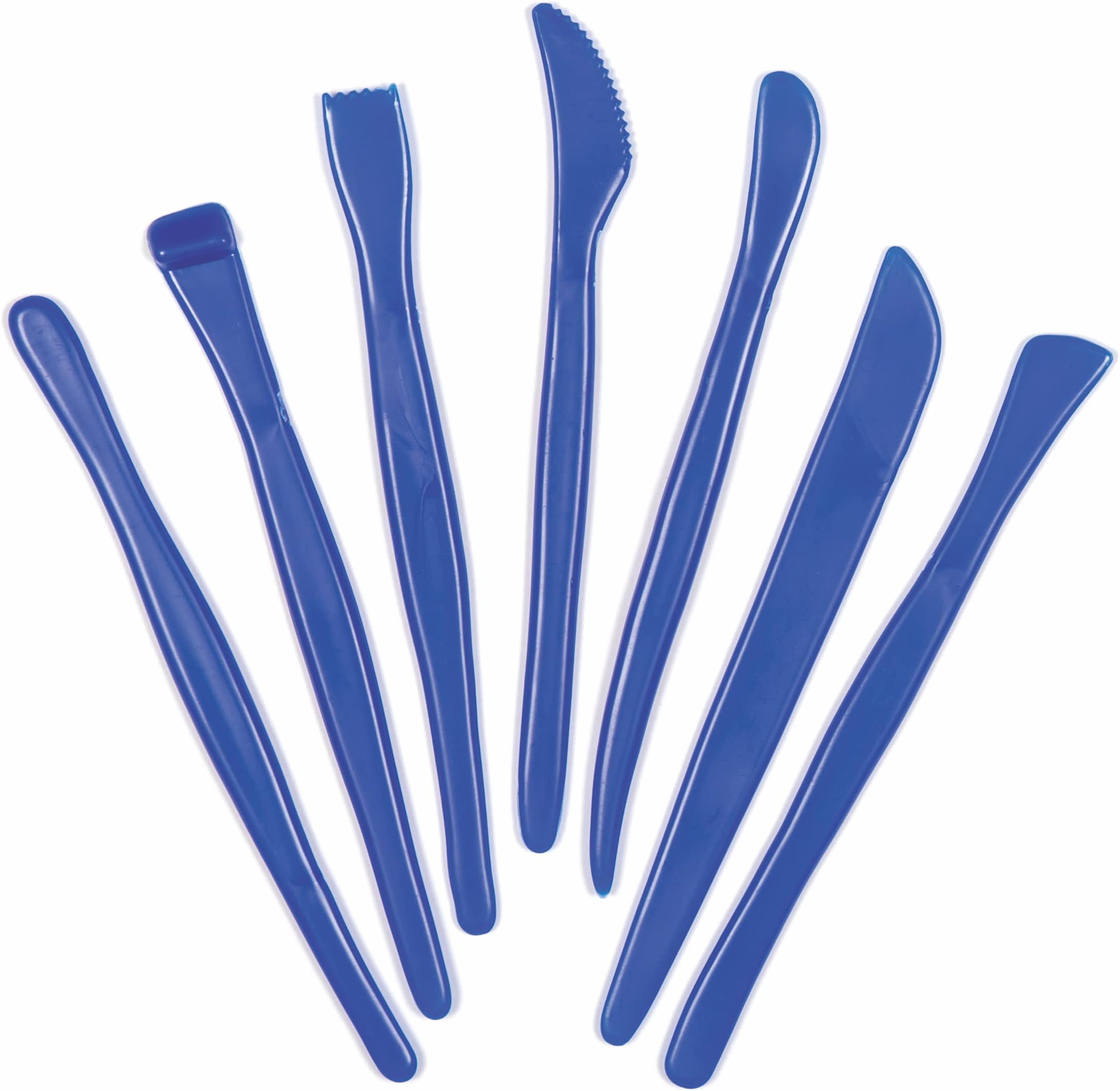 Baker Ross AC443 Plastic Modelling Tools, Perfect for Shaping, Modelling and Cutting Patterns into Clay and Modelling Dough (Pack of 14), Blue