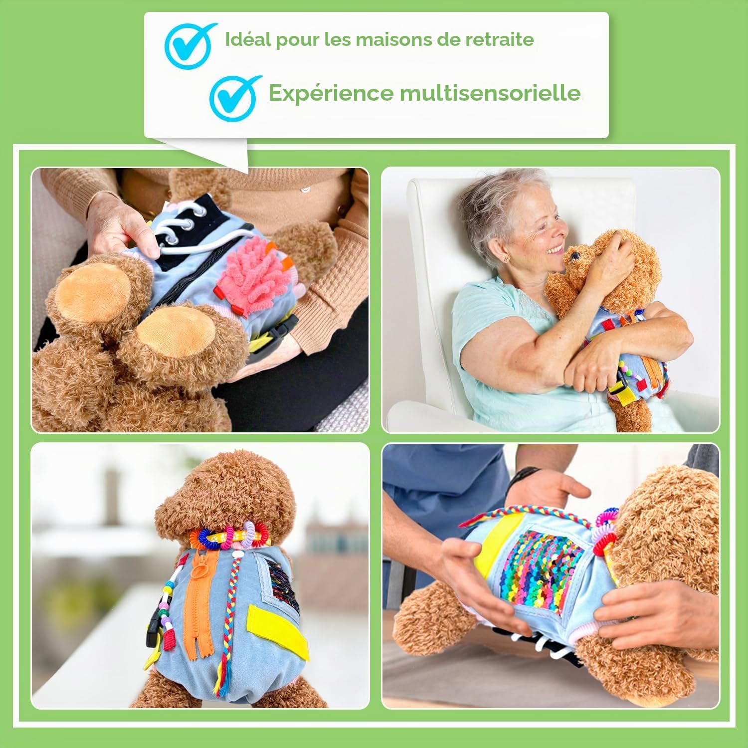 Couverture sensorielle pour chien âgé, couverture sensorielle pour démence, cadeau et activités pour personnes âgées atteintes de la maladie d'Alzheimer ou de démence, jouets sensoriels Fidget Toys
