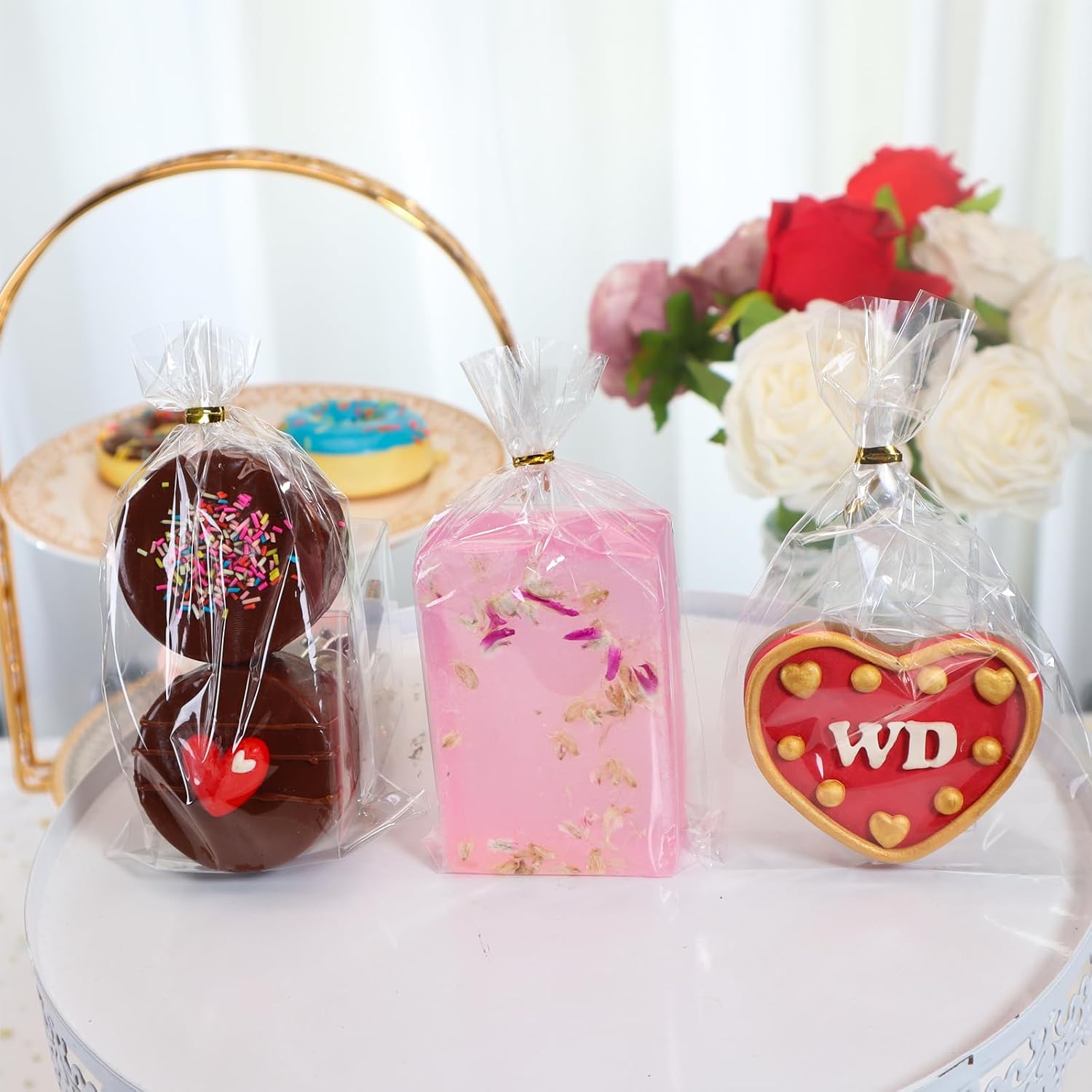 TEMLQPACK 200Pack 3x6Inches Clear Cellophane Bags with Ties - Oreo, Macaron, Soap, Rice Krispie Treat, Chocolate Truffle Gift Treat Bags for Bakery, Candy, Party Favor