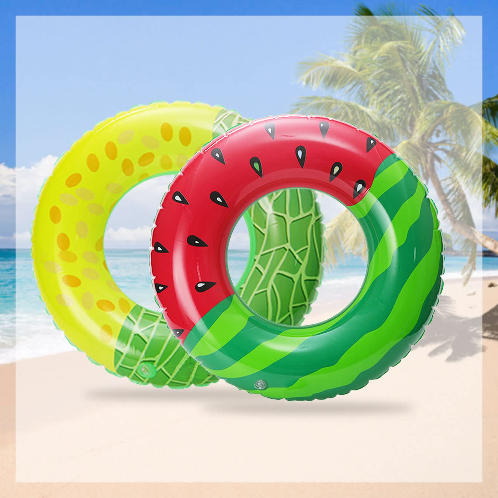 Pack De 2 Flotadores Inflables Con Forma De Sandía – Anillos De Natación Para Piscina, Playa Y Fiestas De Agua, Ideales Para Verano