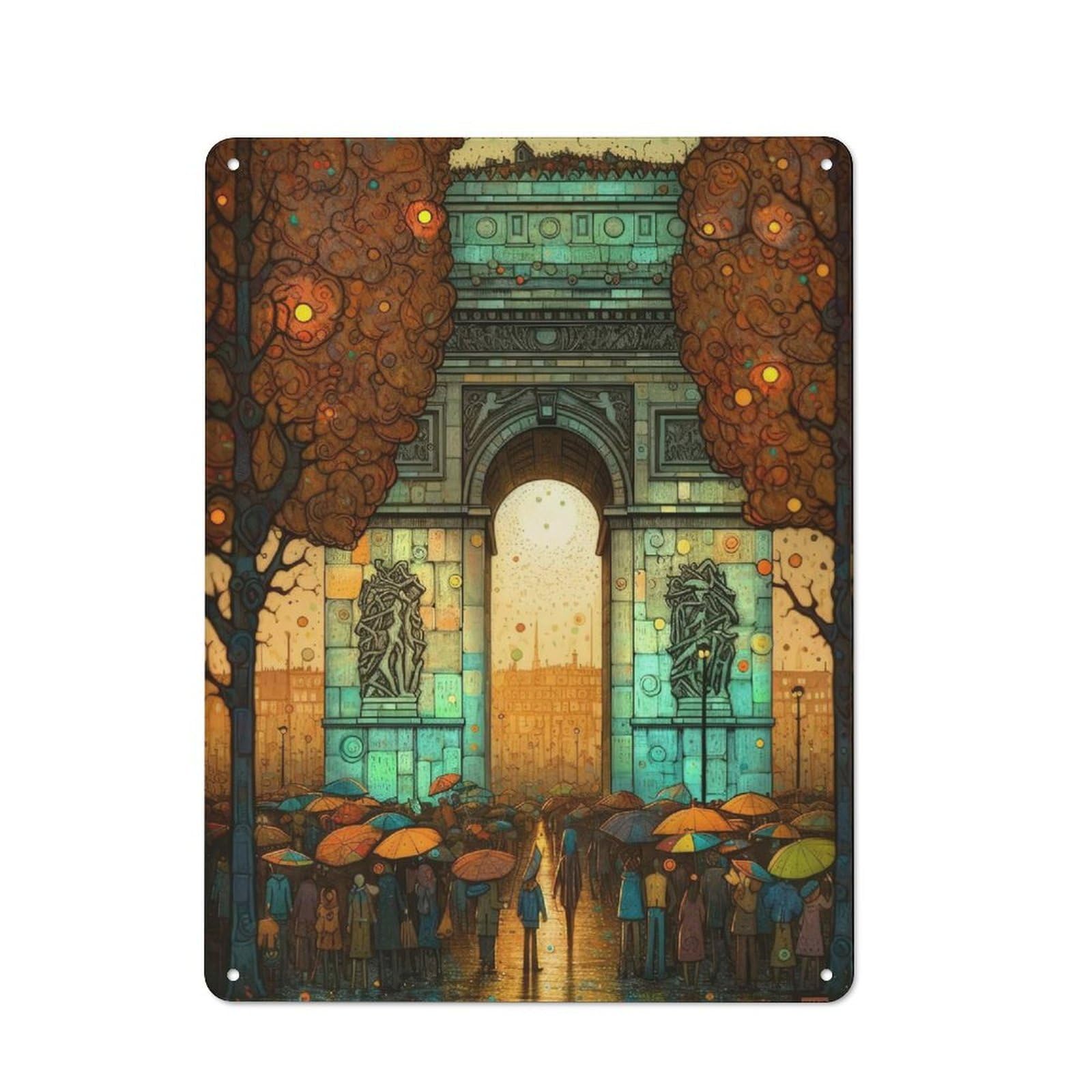 Junmoney Arc De Triomphe Abstract 1 Vintage Tin Sign 40X30cm For Garden Room Or Summerhouse, For A Newly Organised Room And Metal Sign Display