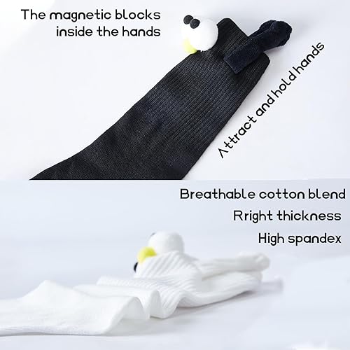 Miniatura 9 de Color Land 2 Pairs Cute Hand in Hand Magnetic Socks Fun 3D Eye Funny Ankle Socks with Magnetic Hands Holding Sock