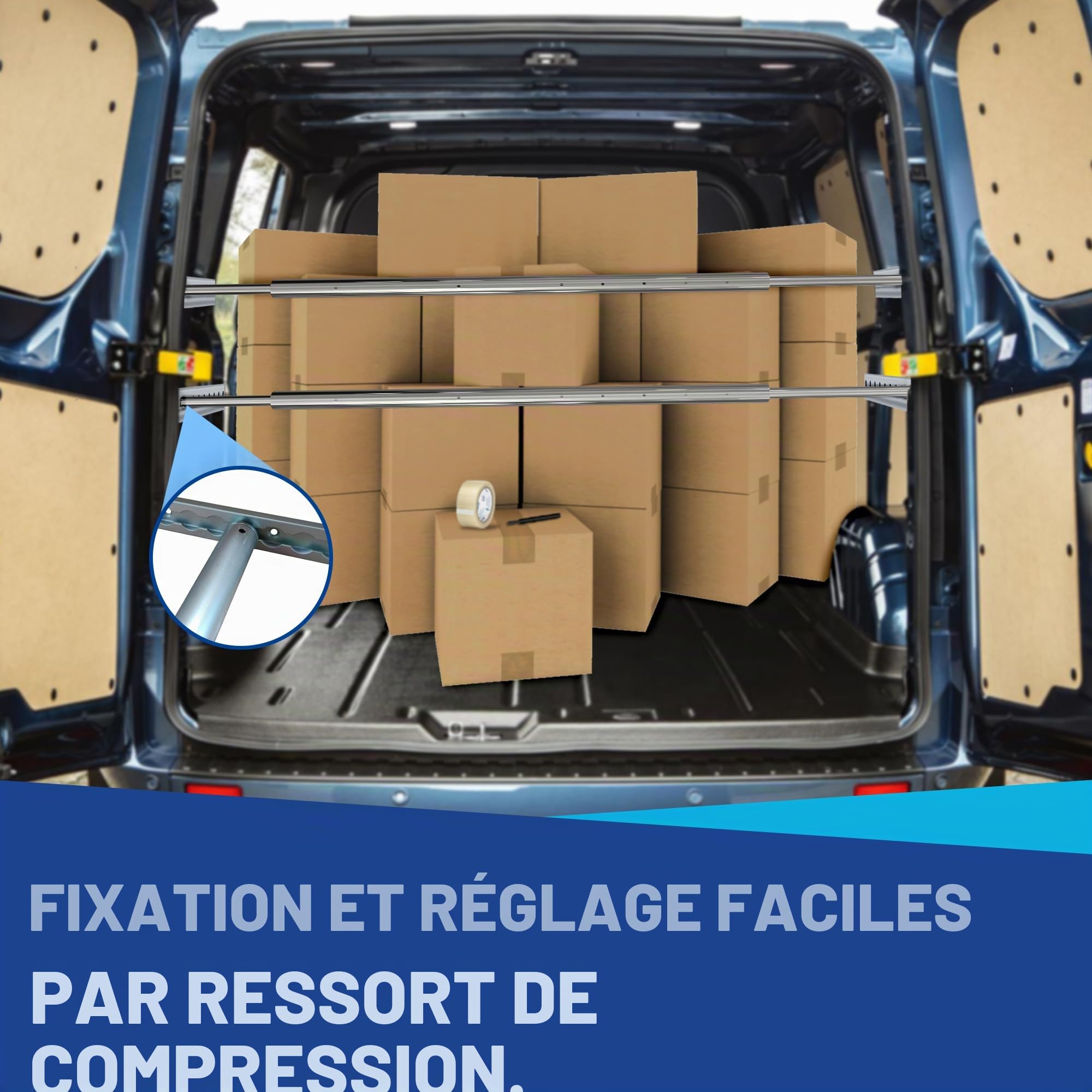 NTG Barre de blocage ronde, poutres de serrage, 1200-1600 mm, tourillon combiné 19/24 mm, pour rail d'aviation et d'ancrage