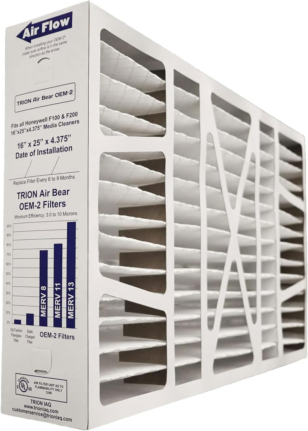 Trion Air Bear 16x25x4" MERV 8 Replacement Air Purifier Filter, 2pk (Open Box)