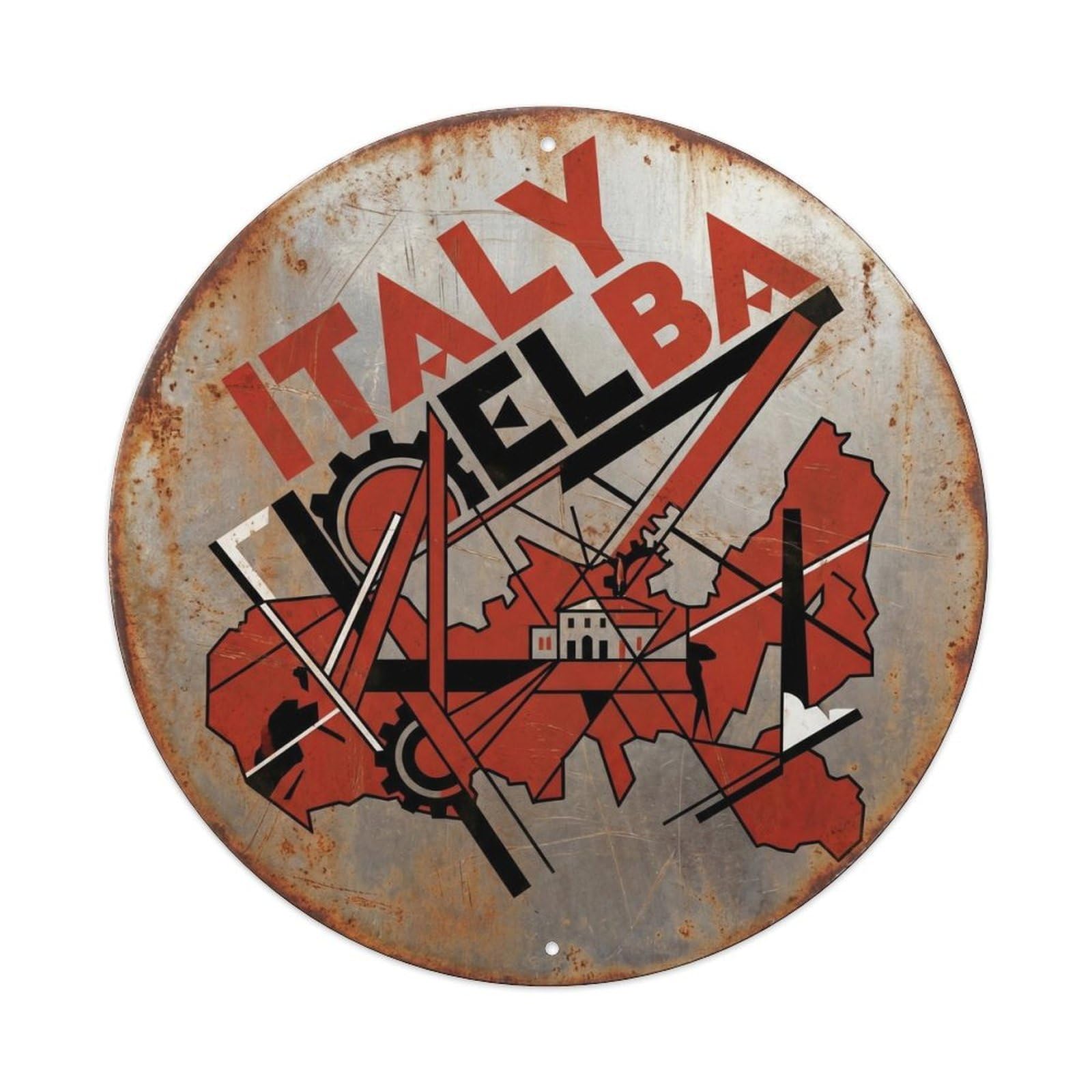 Elba Historic Island Italian Constructivist Travel Metal Tin Sign