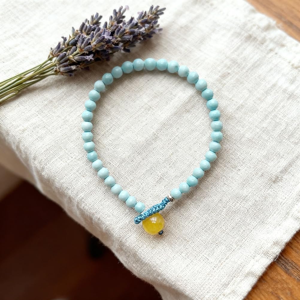 Pulsera de Cristal Turquesa para Mujer, Pulsera de Piedra Natural de 0.197 in, Pulseras de Piedras Preciosas Ajustables, Pulseras de Cuentas de Yoga para Mujeres y Hombres,5mm