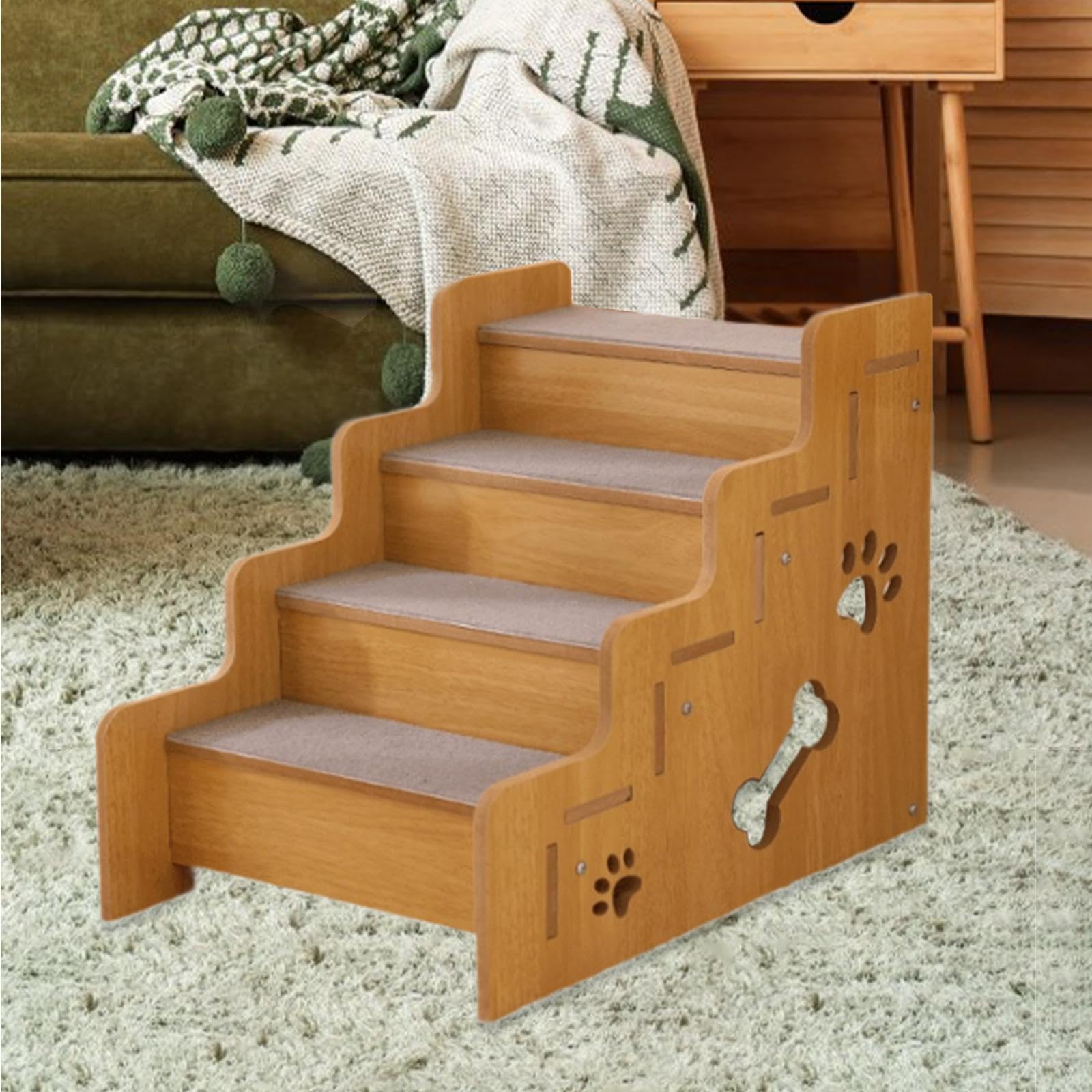 Treppen für Erhöhte Betten, Treppen für Hunde Und Katzen, Unverzichtbar für Welpen, Tragbare Und Stabile Treppen für Hunde Und Katzen, 4 Schritte