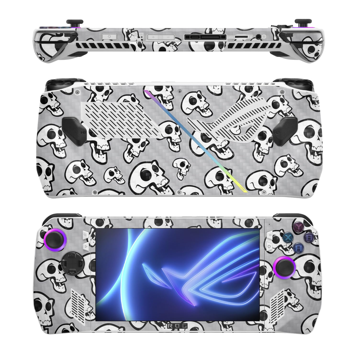 MightySkins Carbon Fiber Skin Compatible with Asus ROG Ally - Laughing Skulls | Protective, Durable Textured Carbon Fiber Finish | Easy to Apply